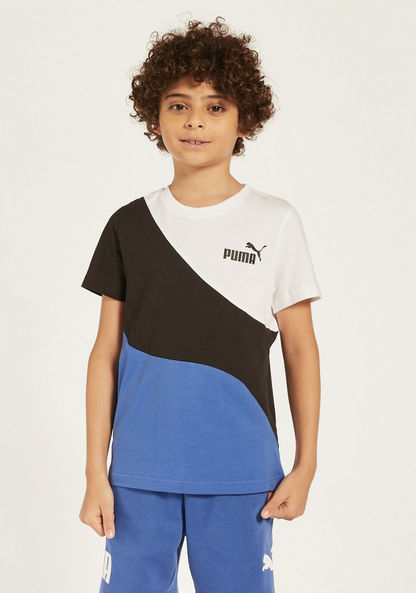 PUMA Colourblock Round Neck T-shirt with Short Sleeves-T Shirts-image-0