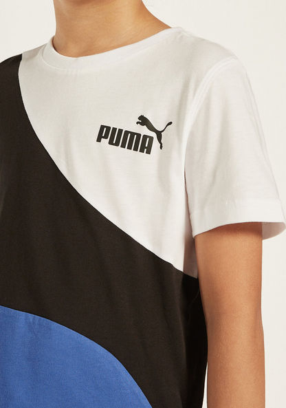 PUMA Colourblock Round Neck T-shirt with Short Sleeves-T Shirts-image-2