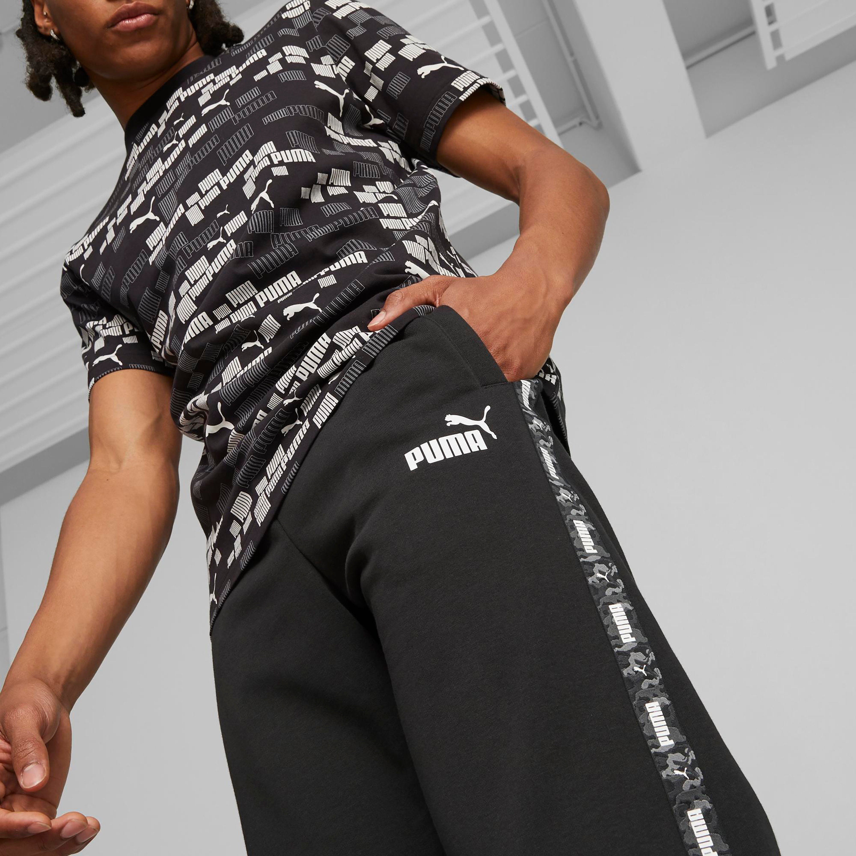 Puma Essential Tape Camo Sweatpants Men Joggers | 675949-sports-men-clothing-bottoms-image-3