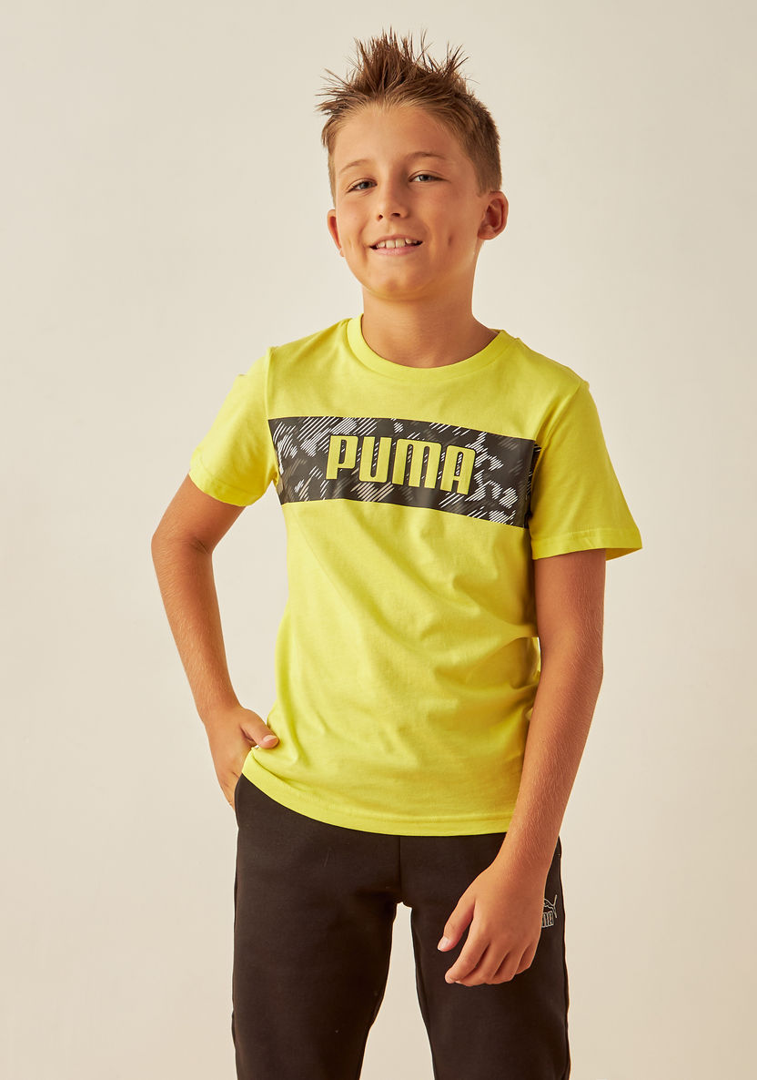 PUMA Logo Print Crew Neck T-shirt-Tops-image-0