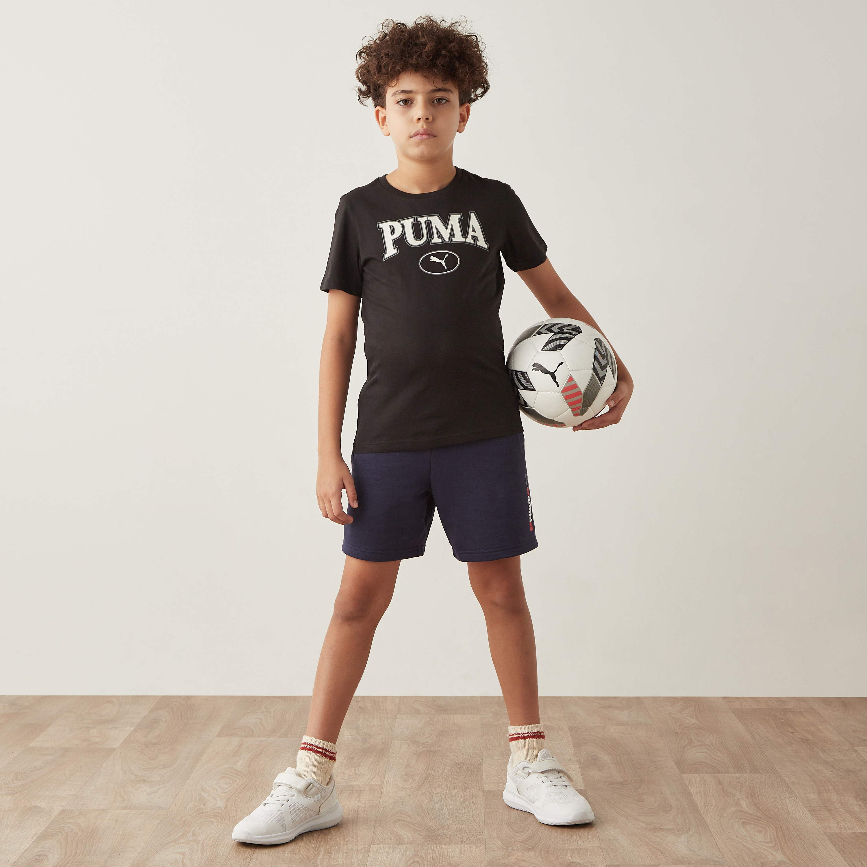 PUMA Logo Print Round Neck T-shirt with Short Sleeves-sports-boys-clothing-tops-image-2