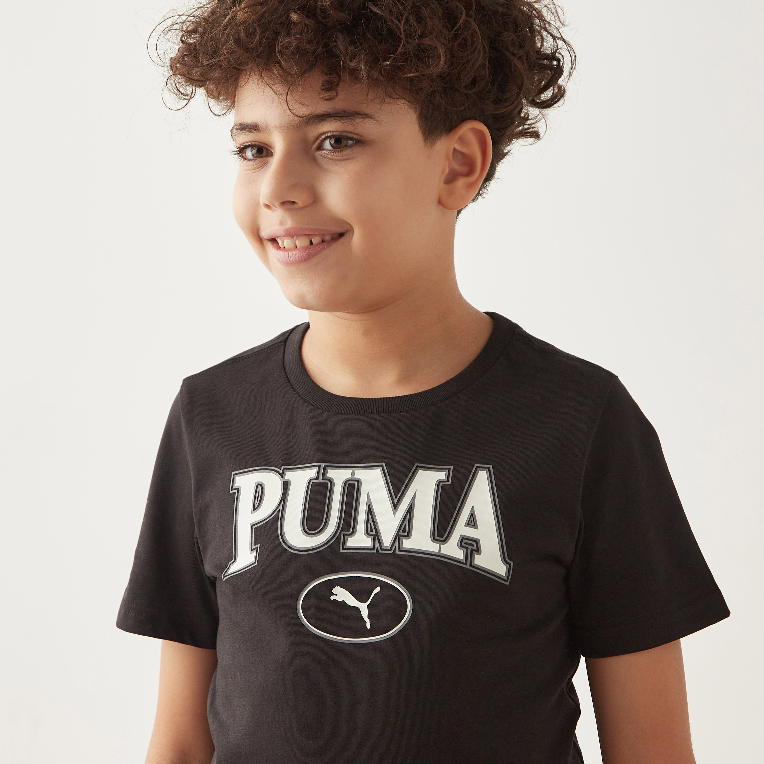 PUMA Logo Print Round Neck T-shirt with Short Sleeves-sports-boys-clothing-tops-image-4