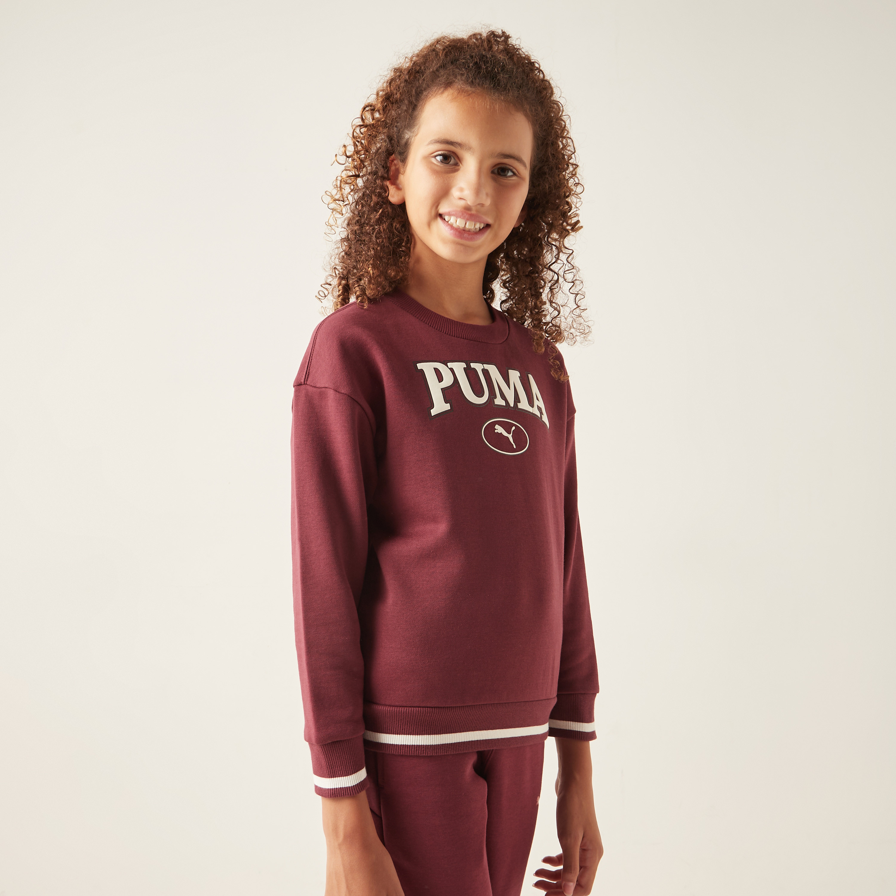 PUMA Logo Print Sweatshirt with Long Sleeves-girls-clothing-sweatshirts-image-1