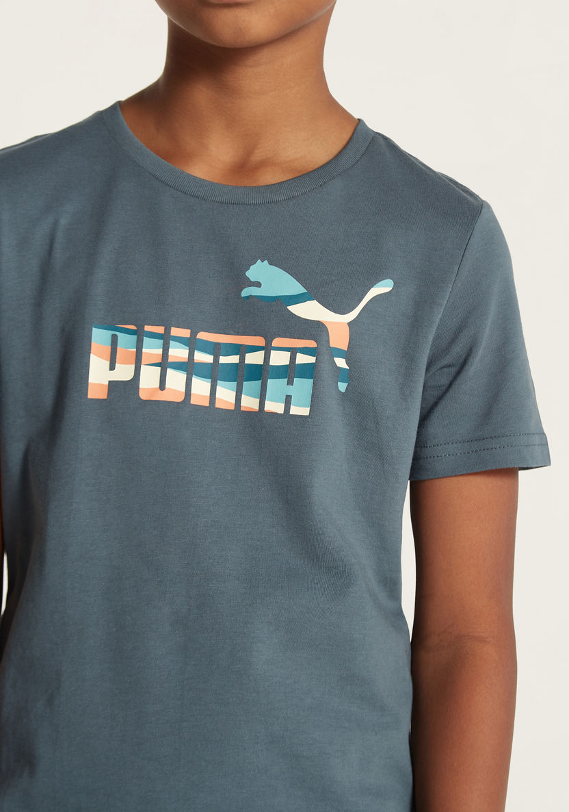 PUMA Logo Print T-shirt with Round Neck-T Shirts-image-2