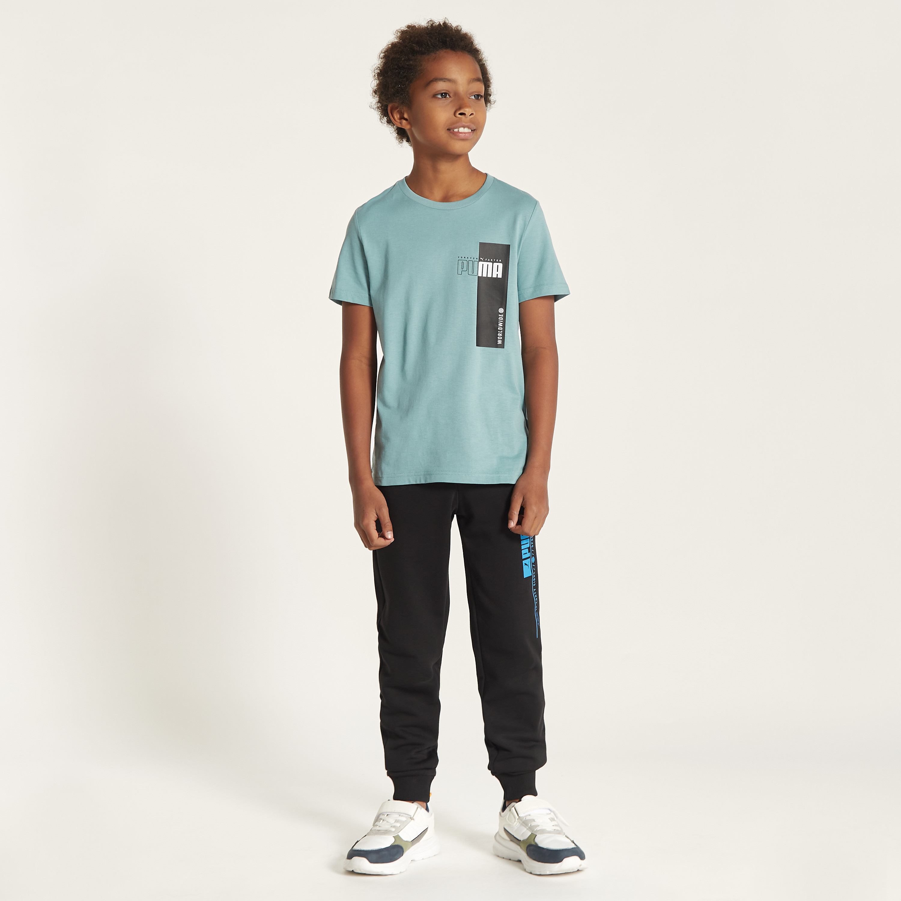 PUMA Logo Print T-shirt with Round Neck-sports-boys-clothing-tops-image-2