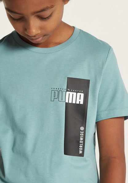 PUMA Logo Print T-shirt with Round Neck-T Shirts-image-2