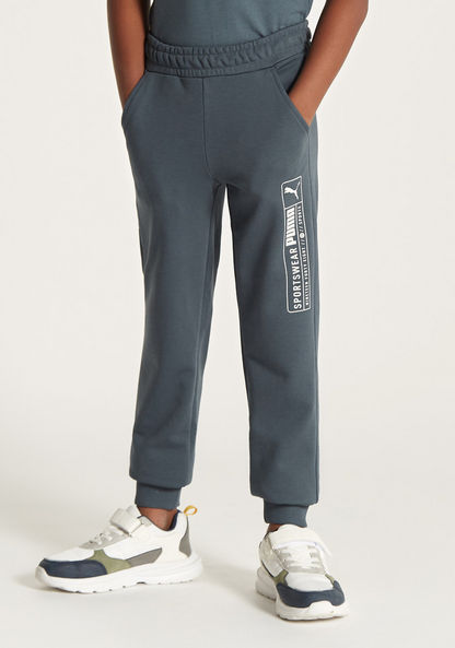 PUMA Graphic Print Joggers with Pockets and Elasticised Waistband-Bottoms-image-0