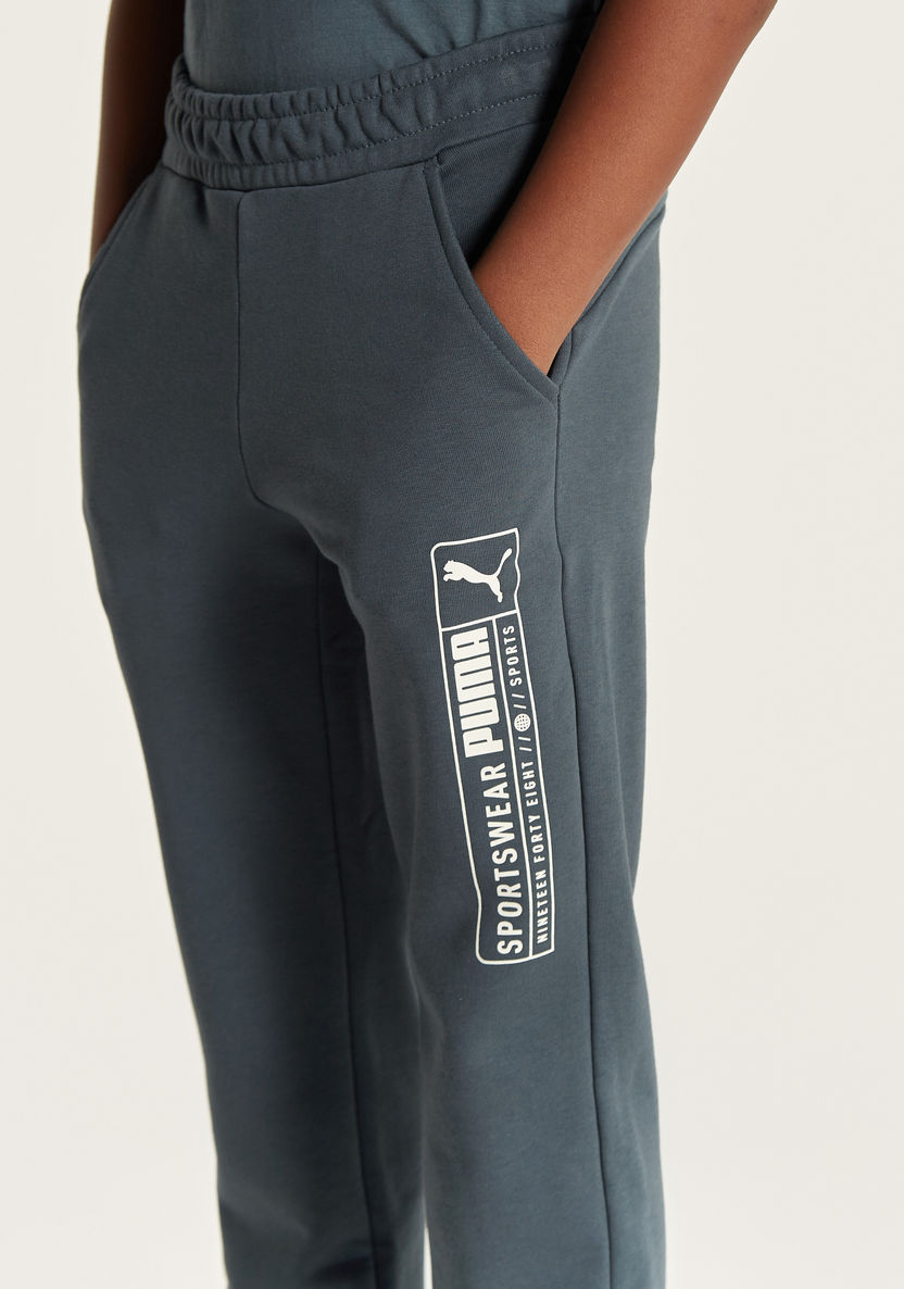 PUMA Graphic Print Joggers with Pockets and Elasticised Waistband-Bottoms-image-2