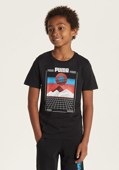 PUMA Graphic Print T-shirt with Round Neck-T Shirts-image-0