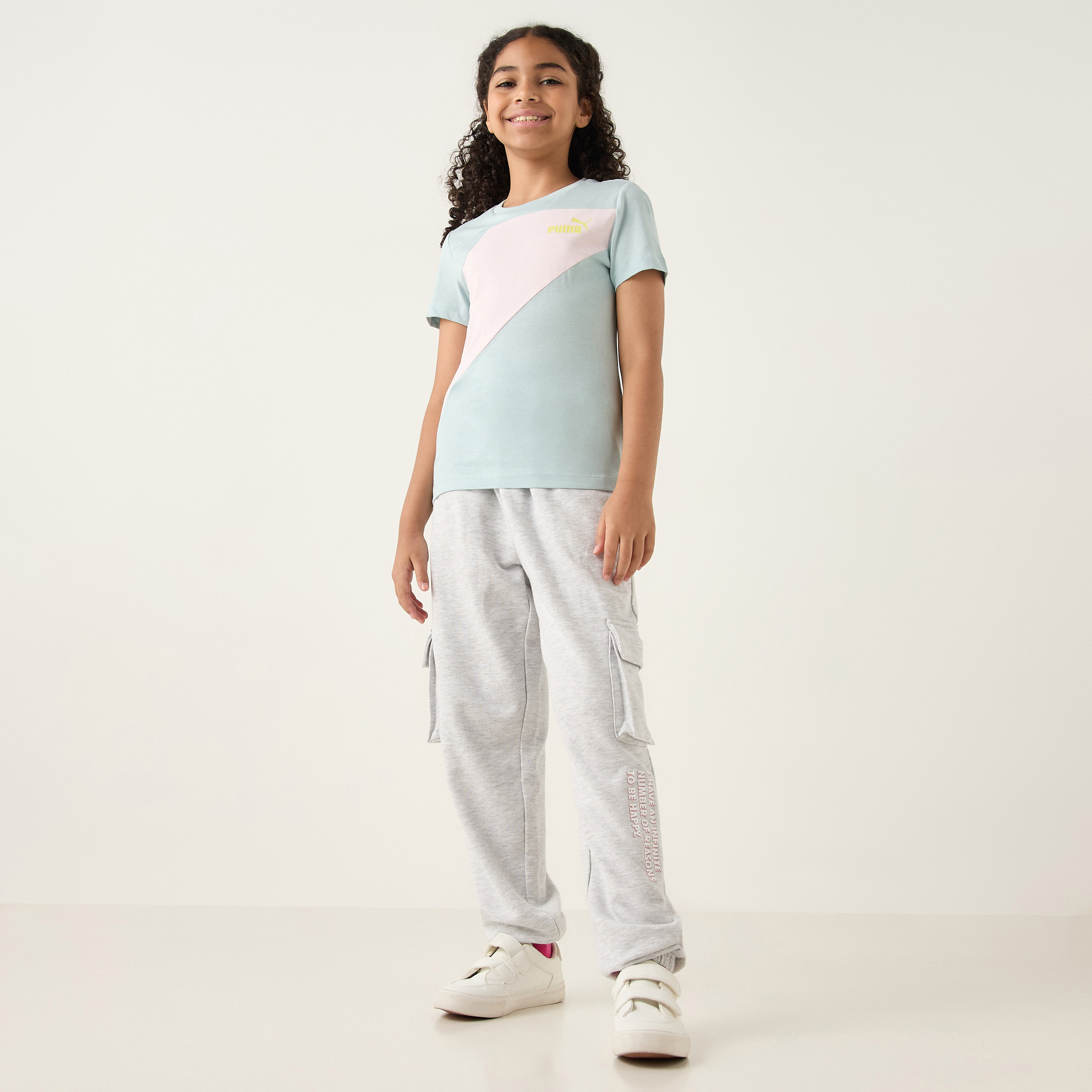 PUMA Colourblock T-shirt with Short Sleeves and Crew Neck-girls-clothing-tshirts-image-2