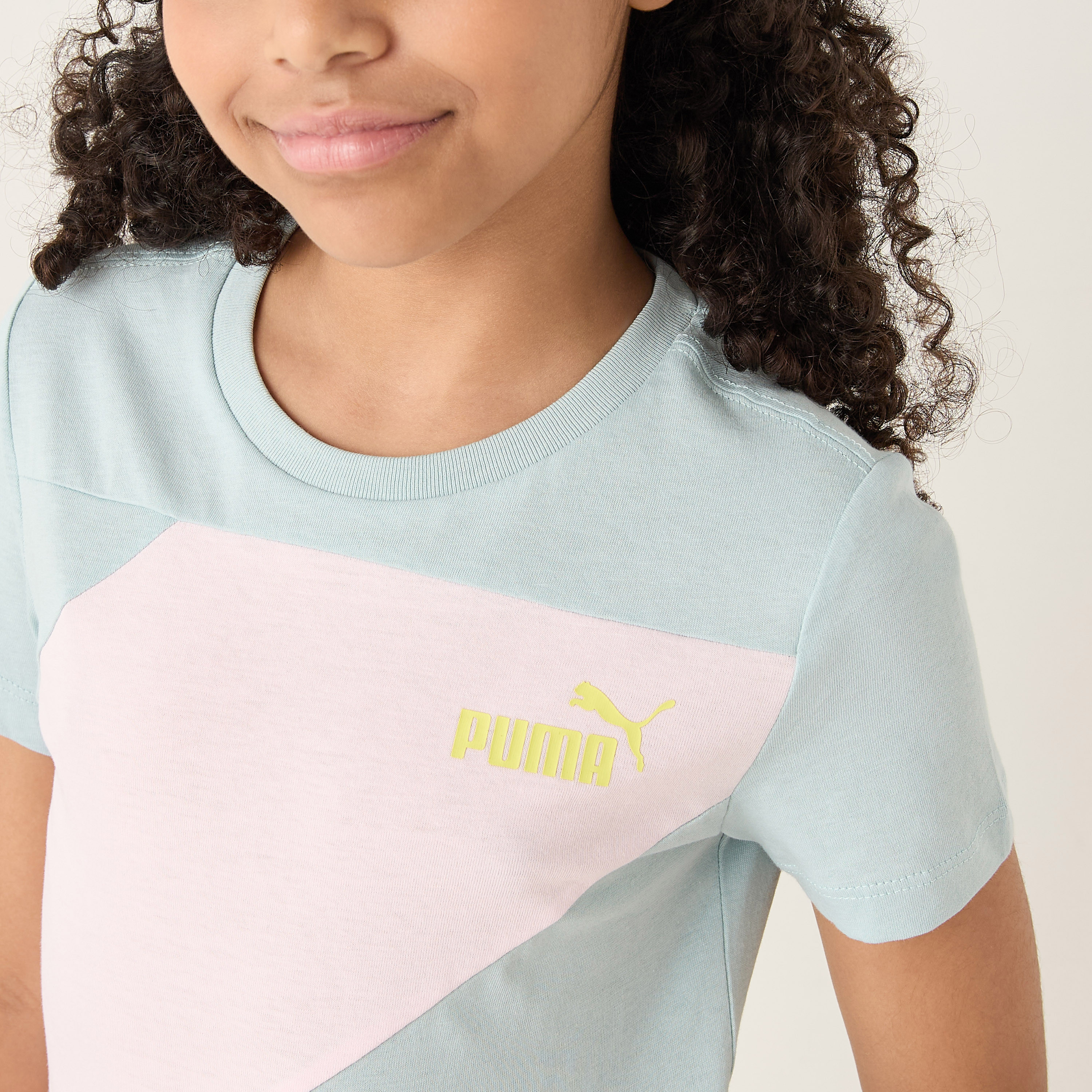 PUMA Colourblock T-shirt with Short Sleeves and Crew Neck-girls-clothing-tshirts-image-4