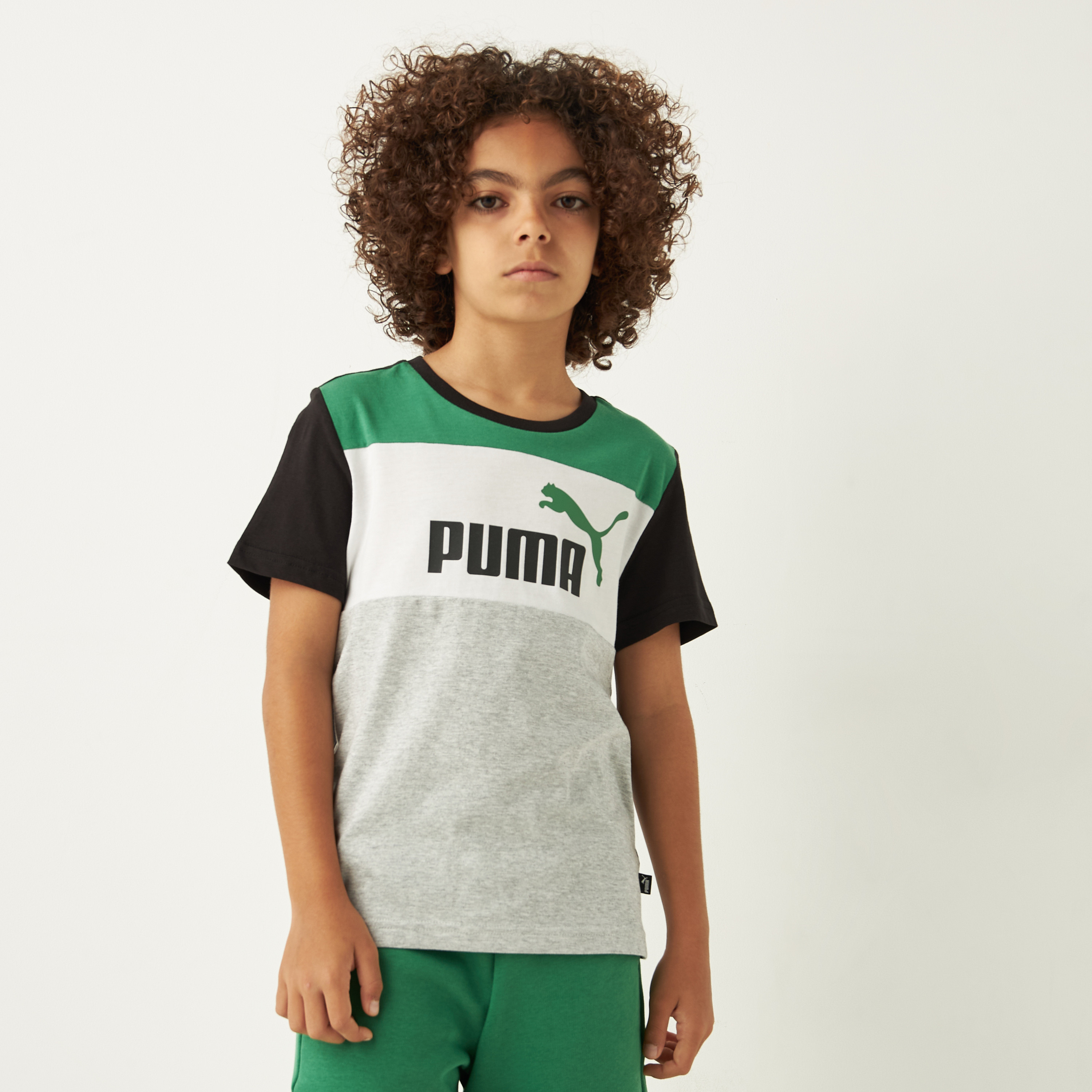 PUMA Colourblock T-shirt with Short Sleeves and Round Neck-sports-boys-clothing-tops-image-1