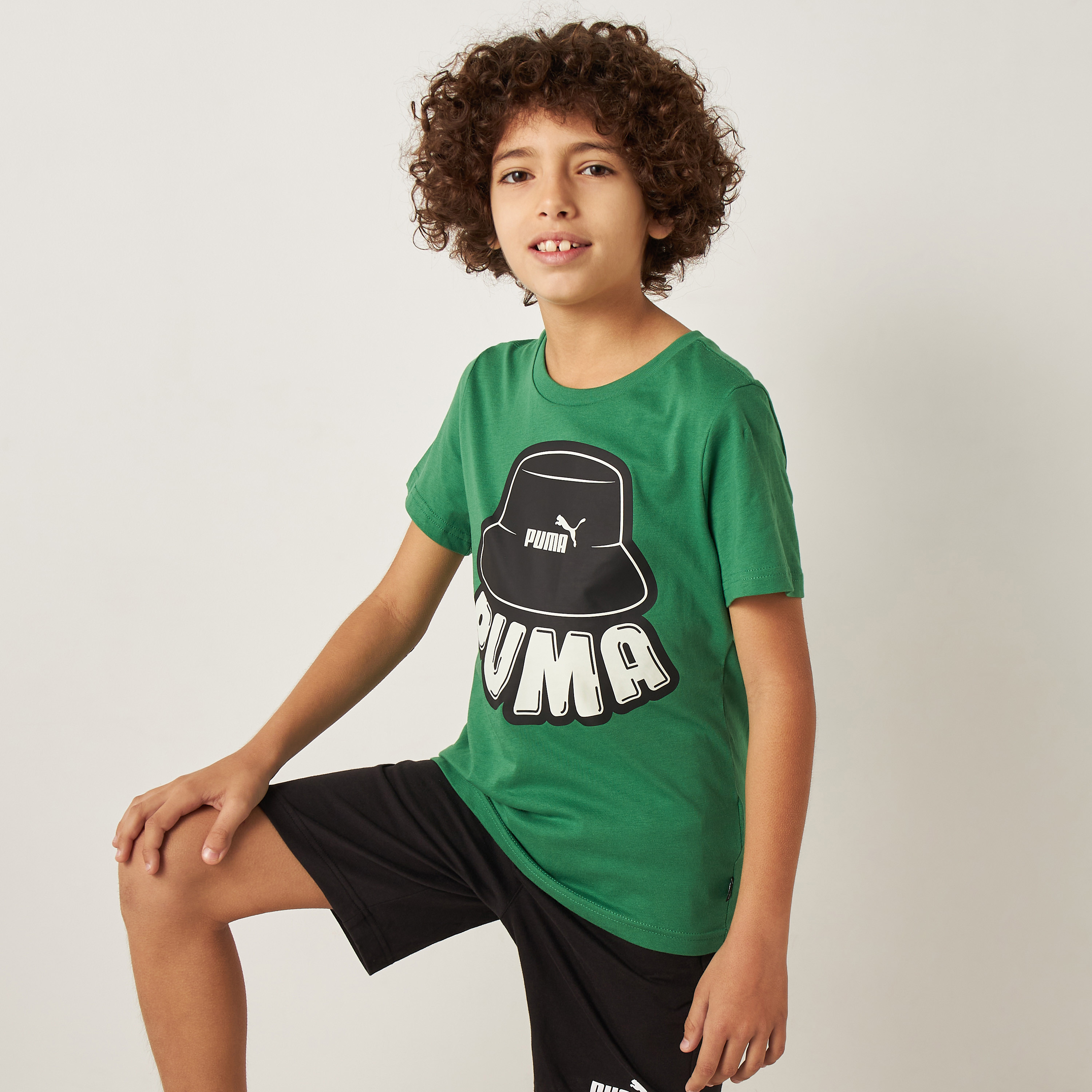 Buy PUMA Logo Print T shirt with Short Sleeves and Round Neck Online Mothercare Bahrain