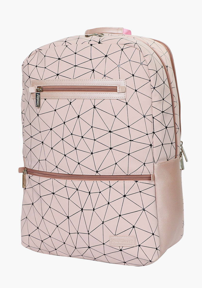 Fusion Printed Backpack with Adjustable Straps and Zip Closure-Backpacks-image-2