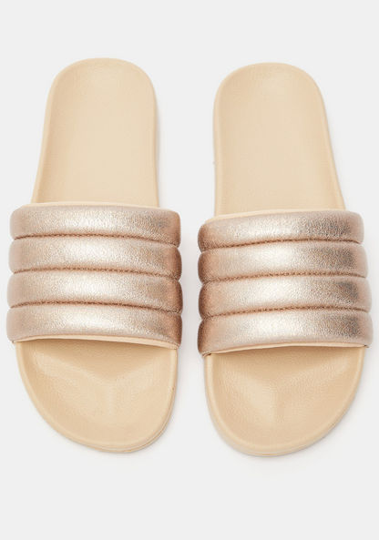 Quilted Open Toe Slide Slippers-Women%27s Flip Flops & Beach Slippers-image-0