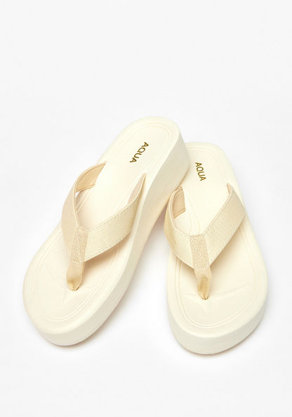 Aqua Textured Flatform Thong Slippers-Women%27s Flip Flops & Beach Slippers-image-1