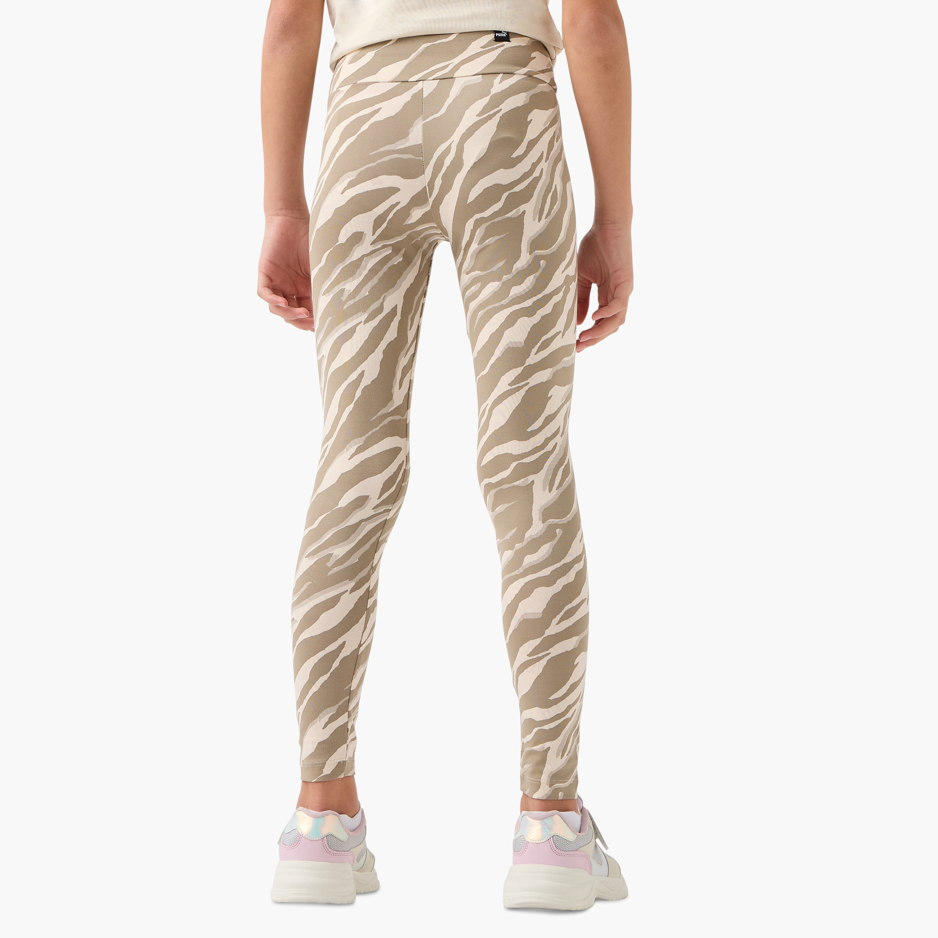 PUMA All-Over Print Leggings with Elasticated Waistband-girls-clothing-sportswear-bottoms-image-3