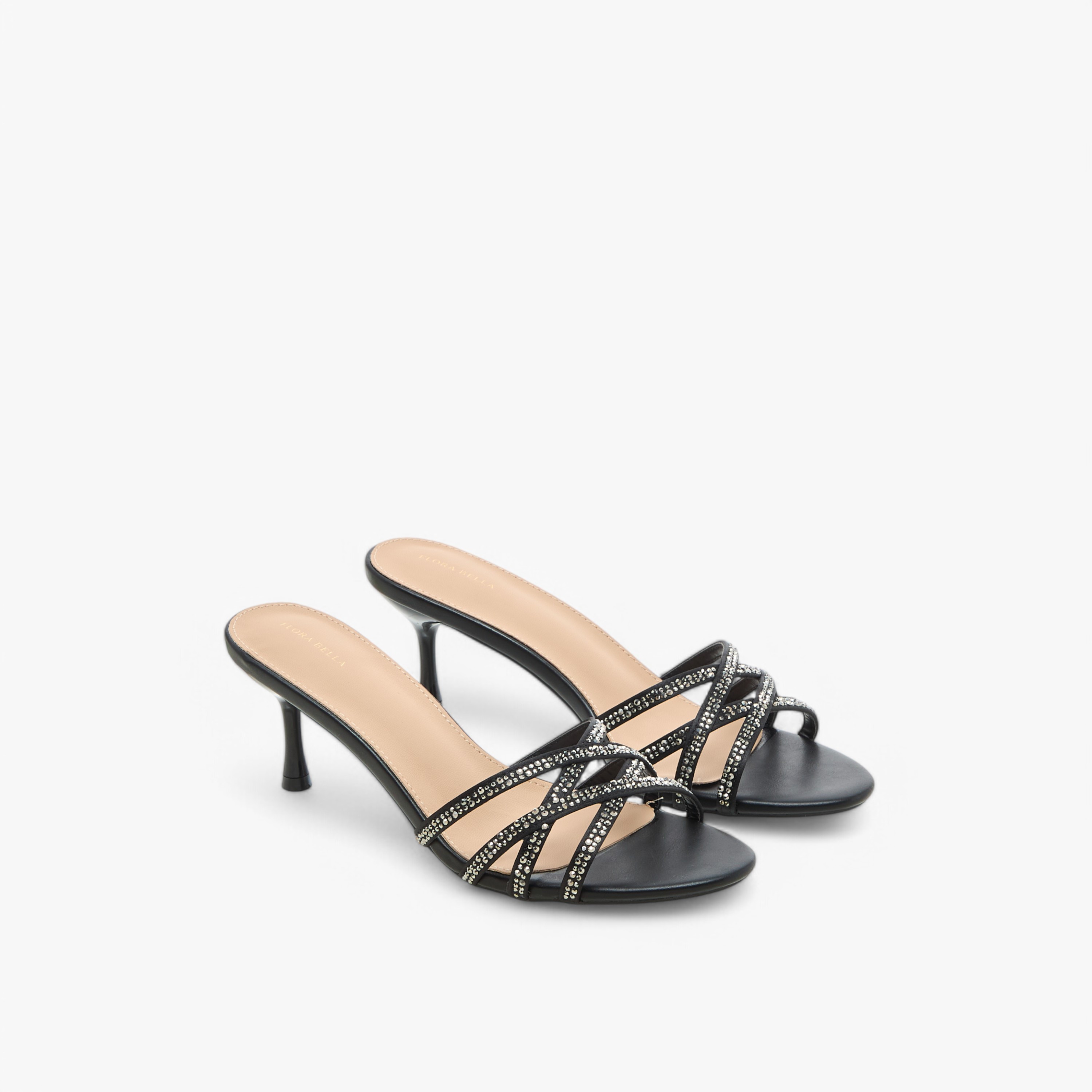 Flora Bella Embellished Cross Strap Sandals with Flared Heel-women-shoes-sandals-heeled-image-1