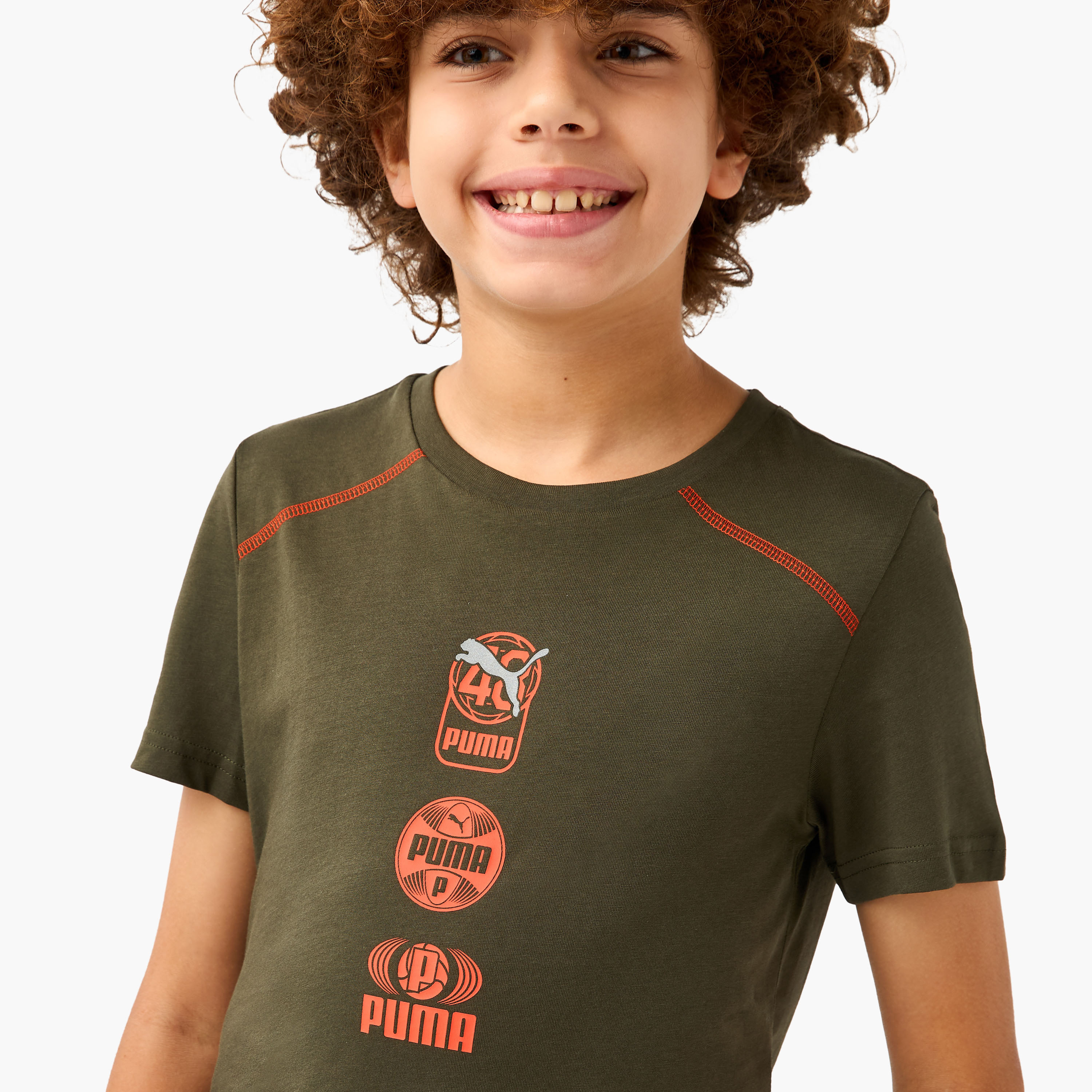PUMA Logo Print T-shirt with Short Sleeves-boys-clothing-sportswear-tops-image-4