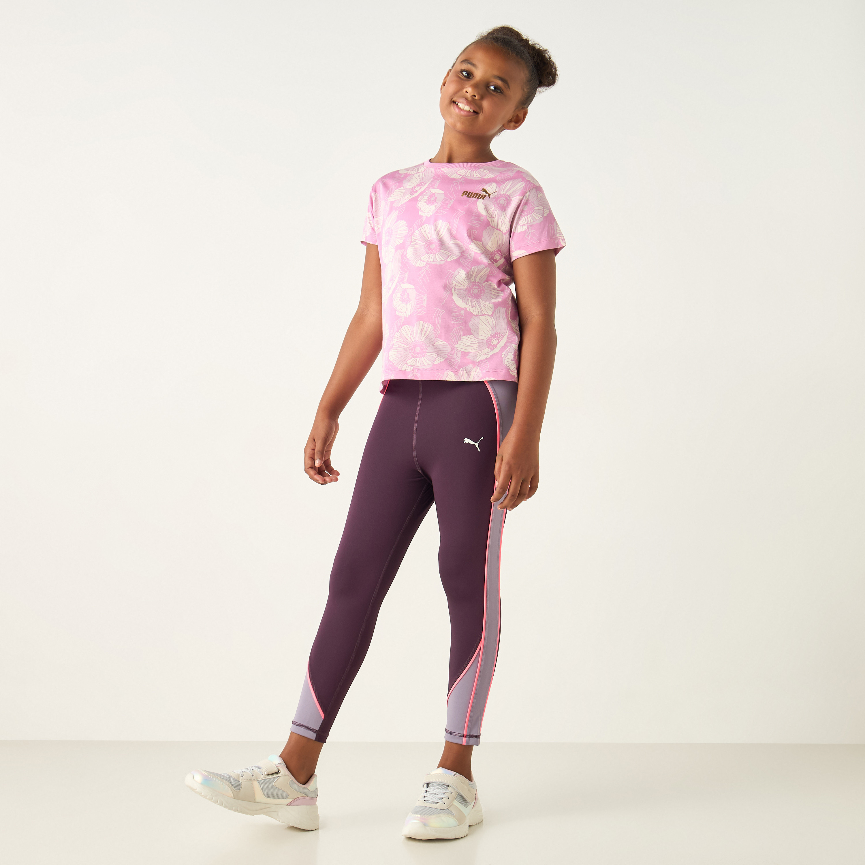 PUMA Panelled Leggings with Elasticated Waistband-girls-clothing-sportswear-bottoms-image-2
