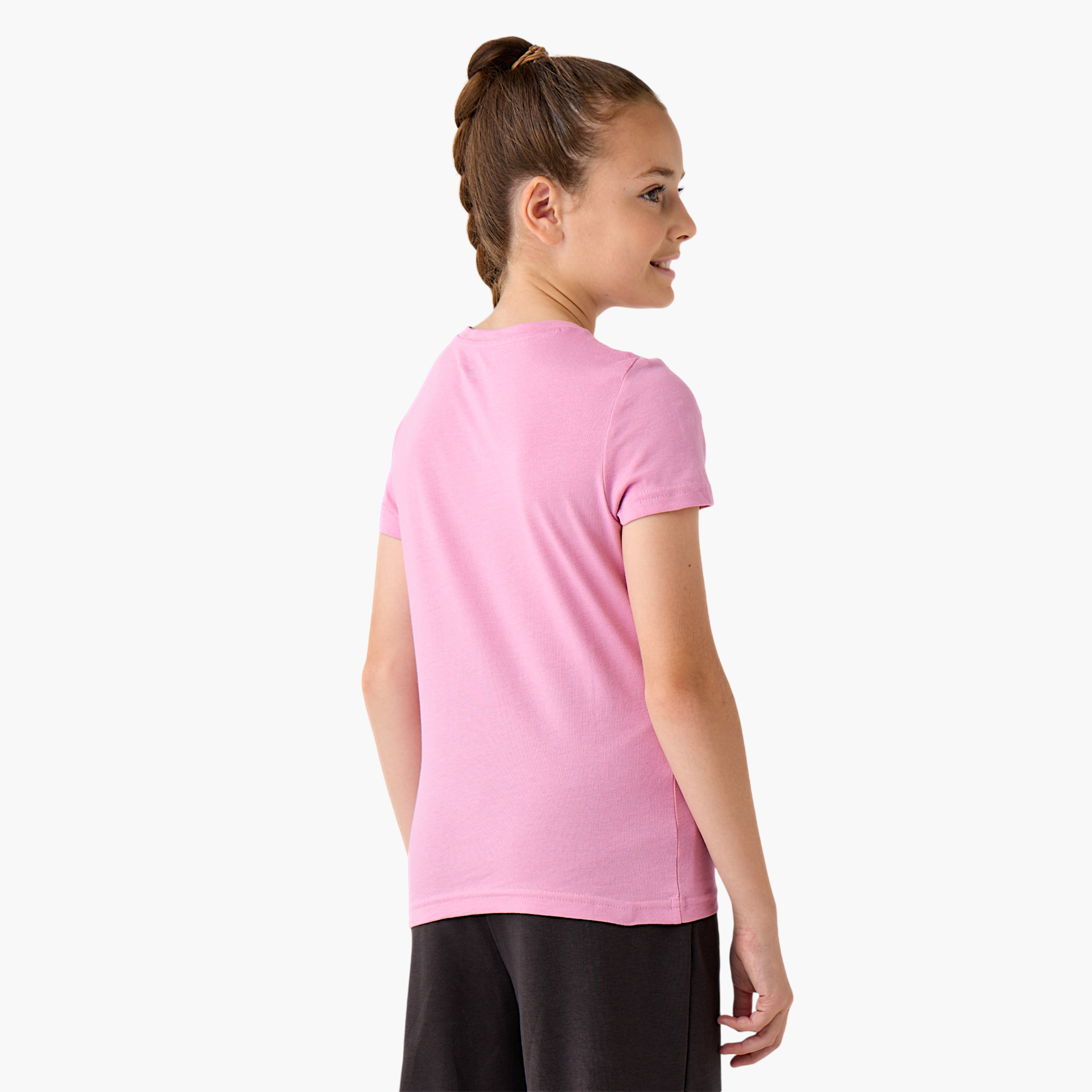 PUMA Logo Detail Round Neck T-shirt with Short Sleeves-sports-girls-clothing-tops-image-3