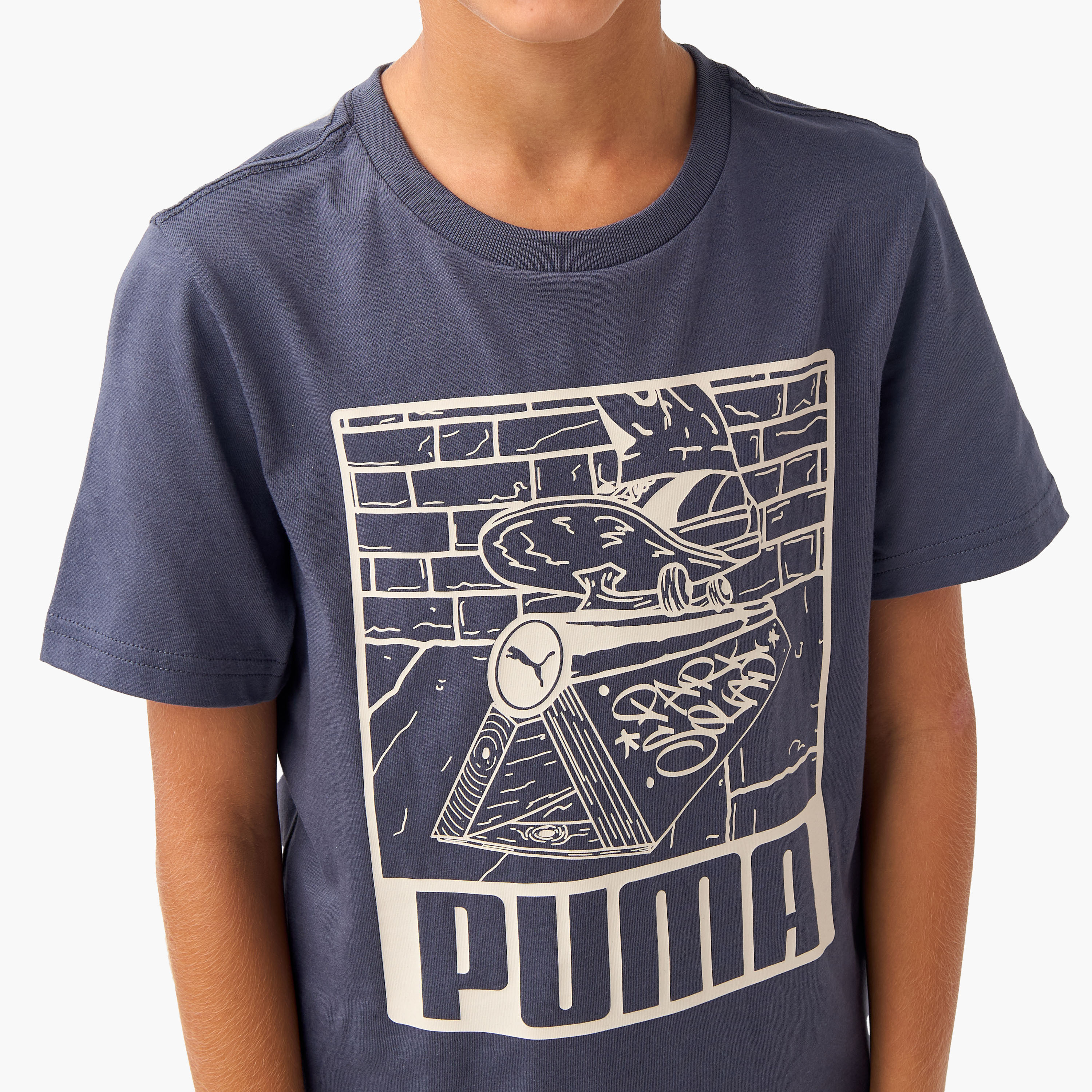 Puma Printed T-shirt with Round Neck and Short Sleeves-sports-boys-clothing-tops-image-4
