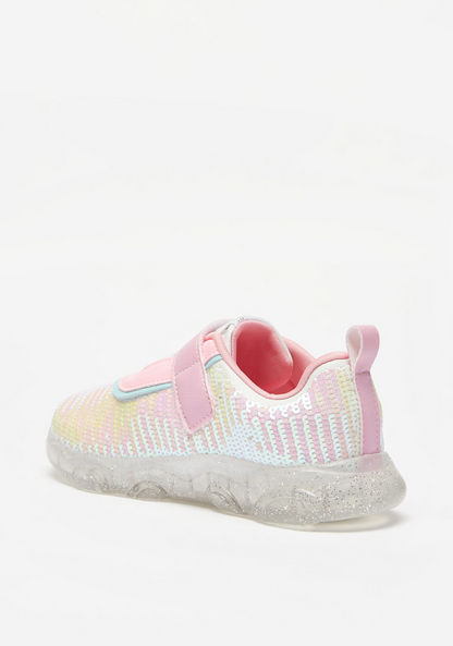 Pampili Embellished Sneakers with LED Lights and Hook and Loop Closure-Girl%27s Sneakers-image-1
