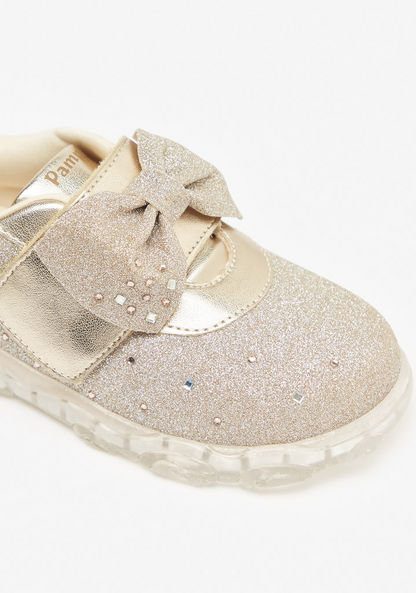 Pampili Studded Light-Up Sneakers with Hook and Loop Closure-Girl%27s Sneakers-image-5