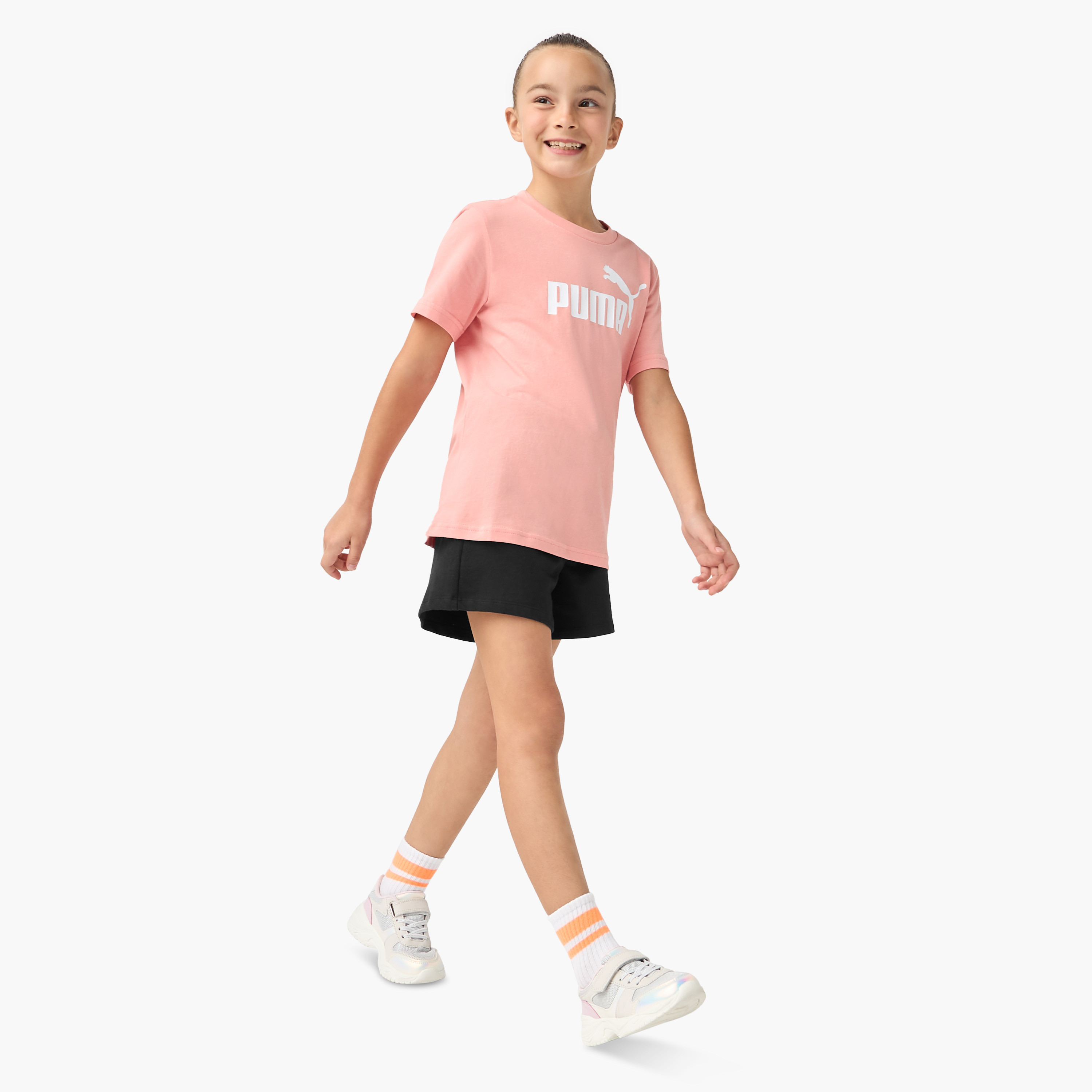 PUMA Logo Print T-shirt with Short Sleeves-sports-girls-clothing-tops-image-2