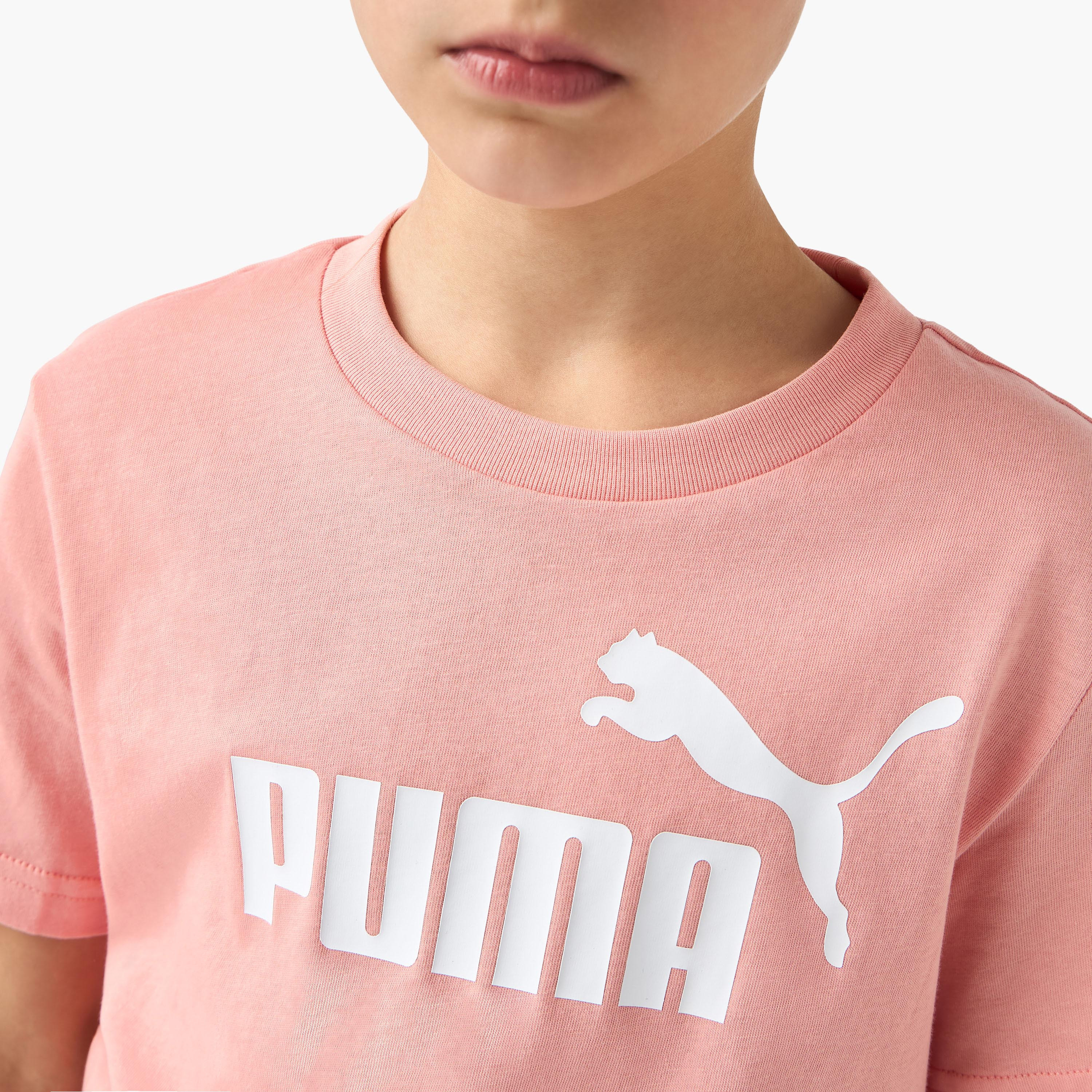 PUMA Logo Print T-shirt with Short Sleeves-sports-girls-clothing-tops-image-4