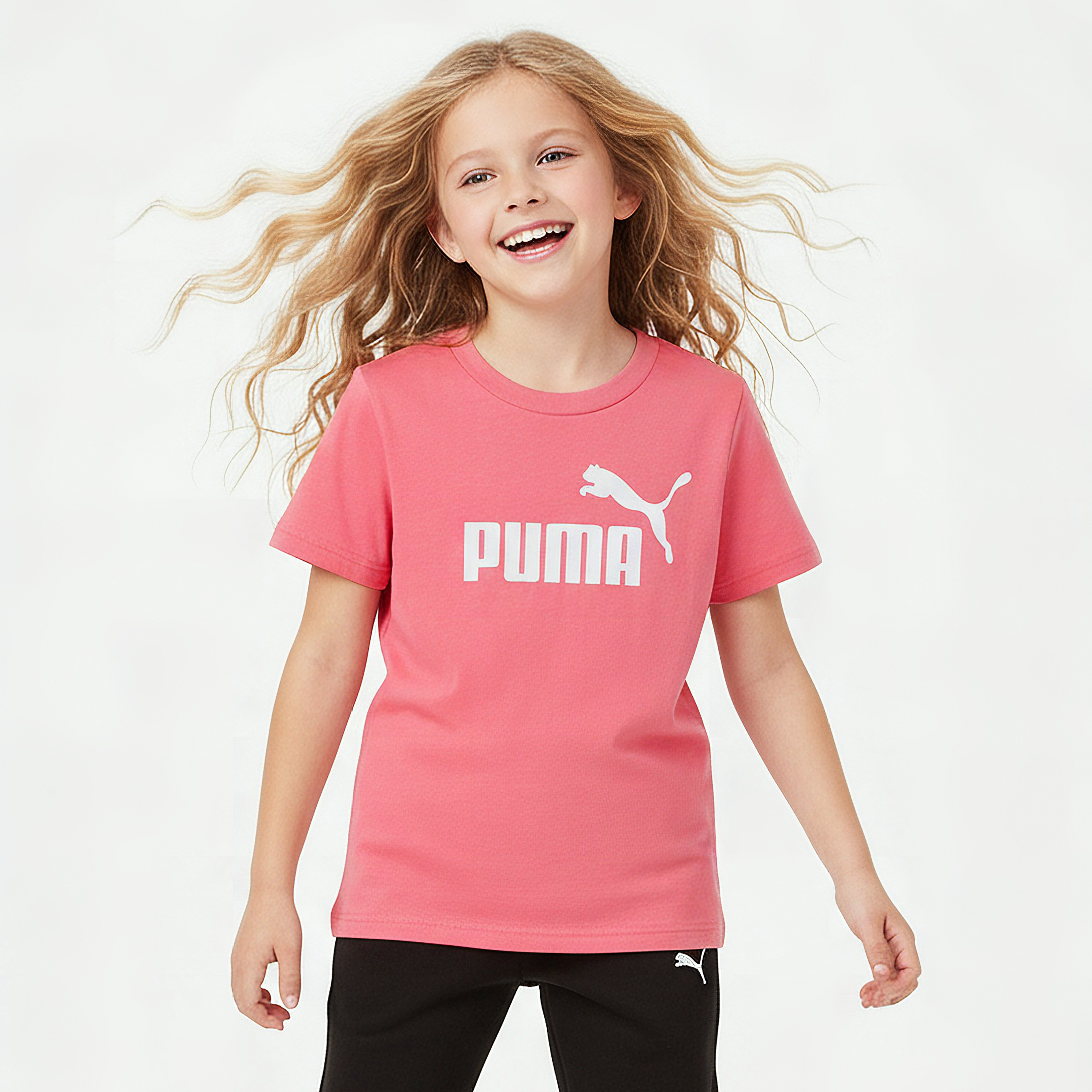 PUMA Round Neck Short Sleeves T-shirt with Logo Print-girls-clothing-tshirts-image-1