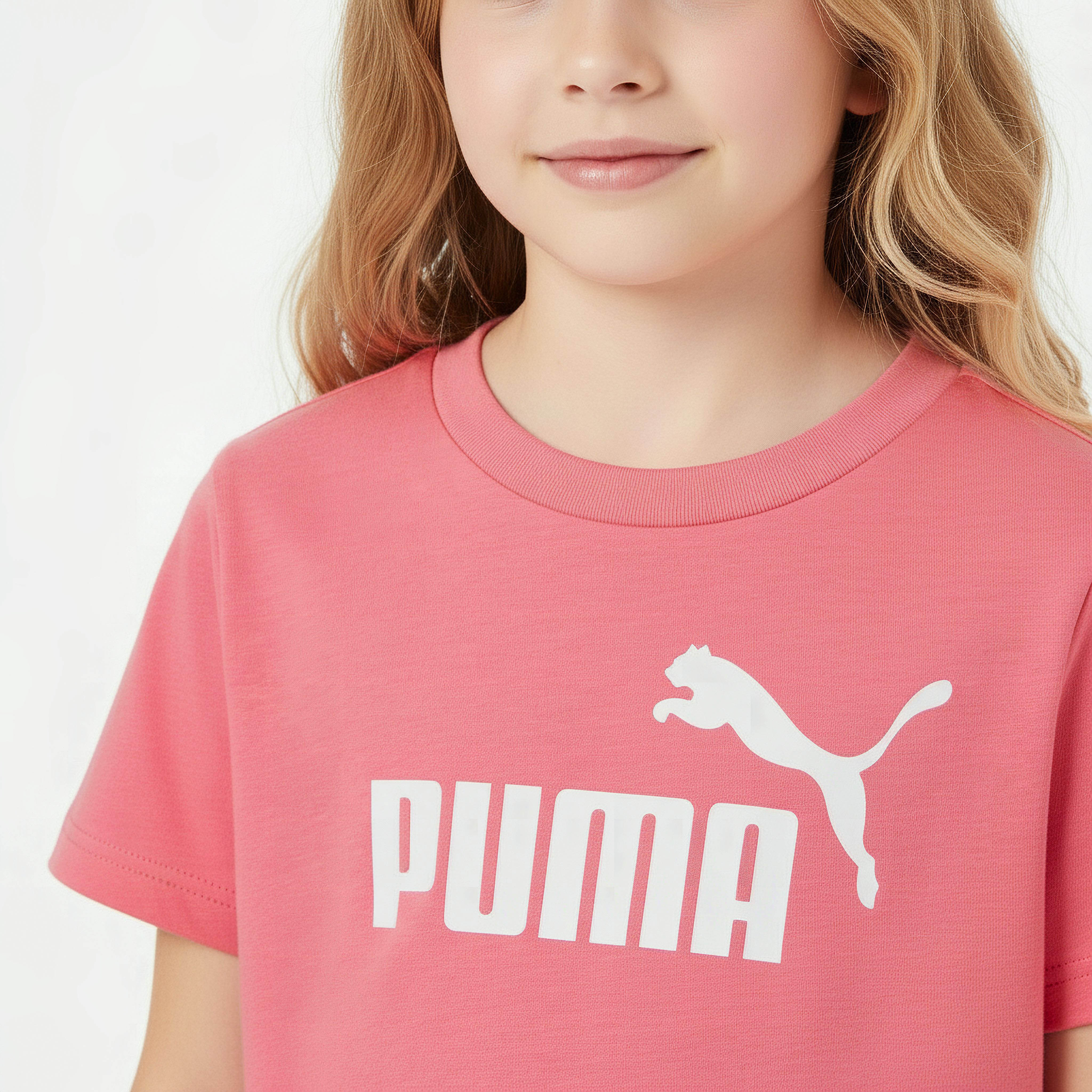 PUMA Round Neck Short Sleeves T-shirt with Logo Print-girls-clothing-tshirts-image-5