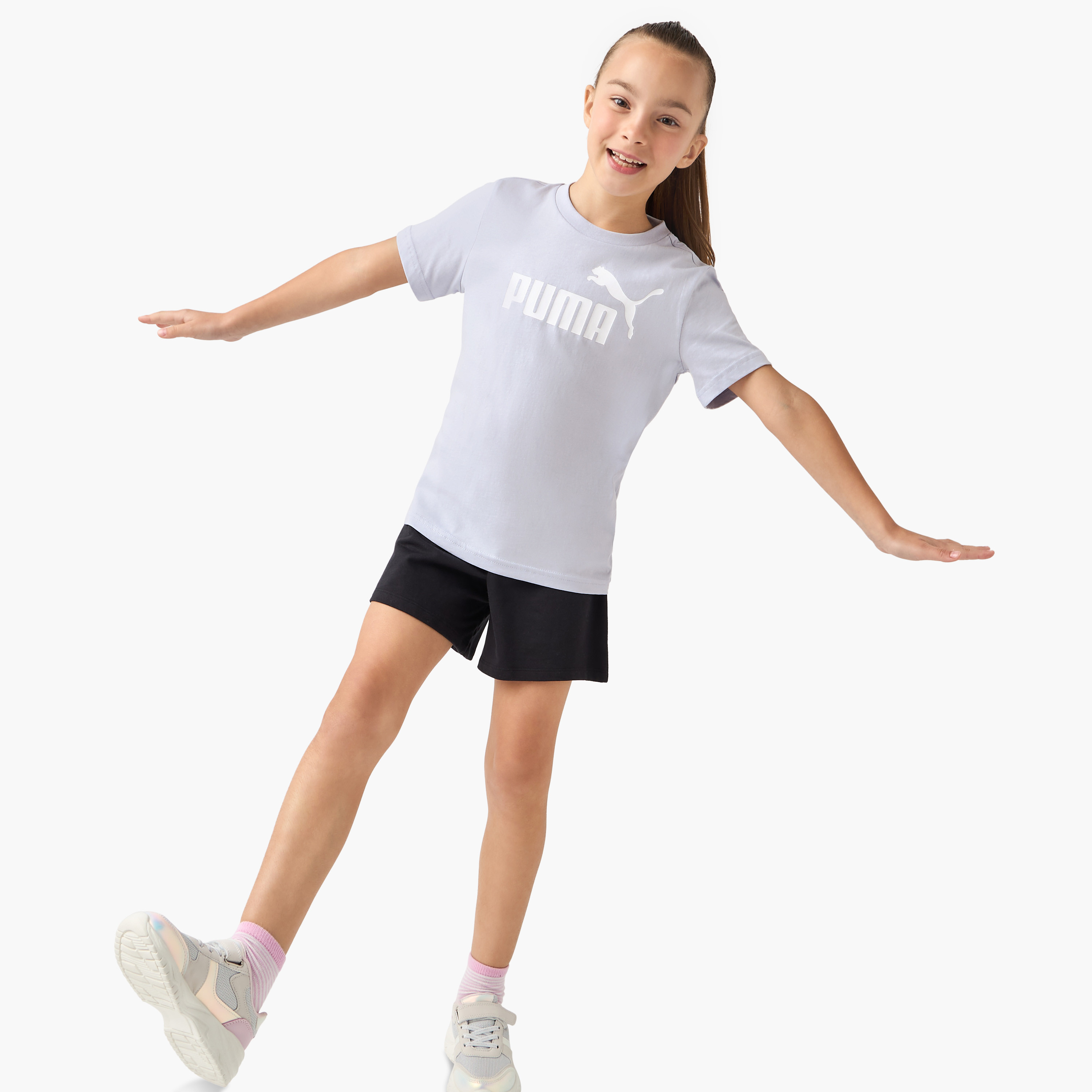 PUMA Logo Print T-shirt with Short Sleeves-girls-clothing-tshirts-image-2