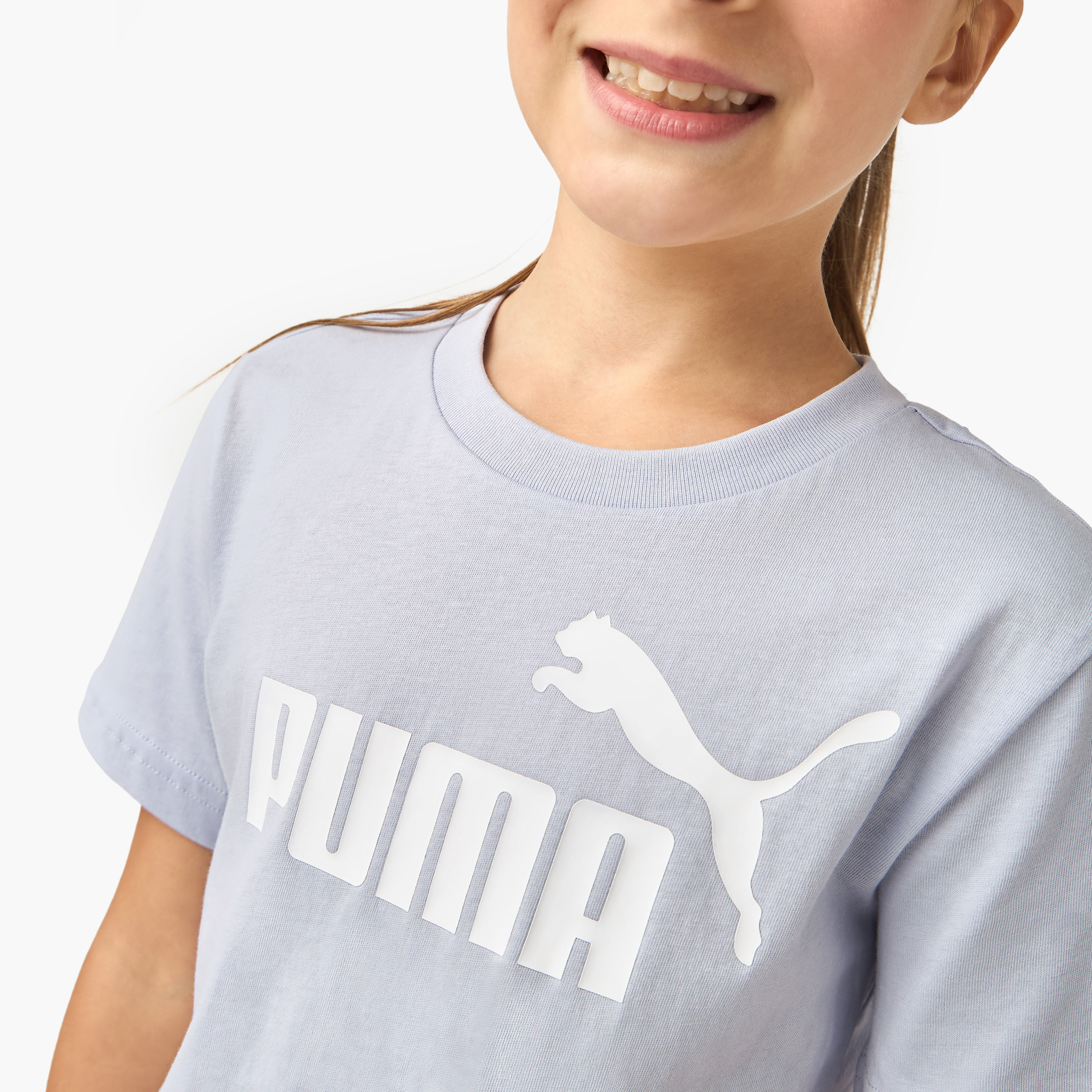 PUMA Logo Print T-shirt with Short Sleeves-girls-clothing-tshirts-image-4