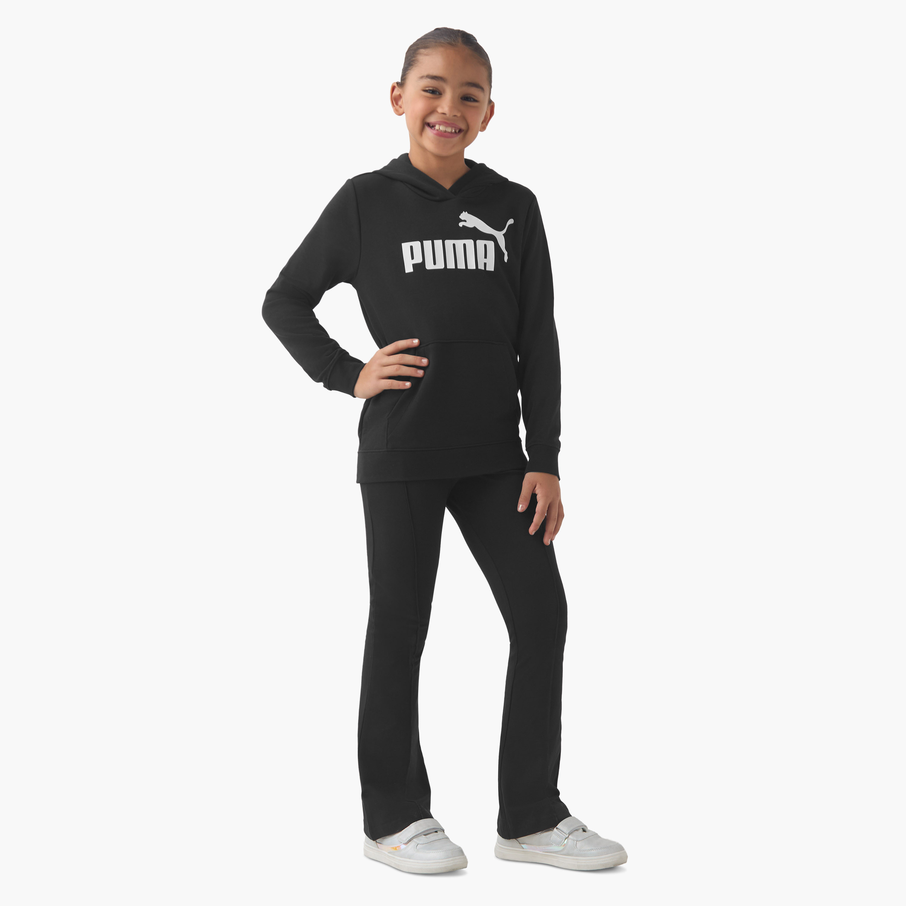 سويت شيرت قطن بأكمام طويلة وقبعة وجيوب كانجارو للبنات من بوما-girls-clothing-sweatshirts-image-2