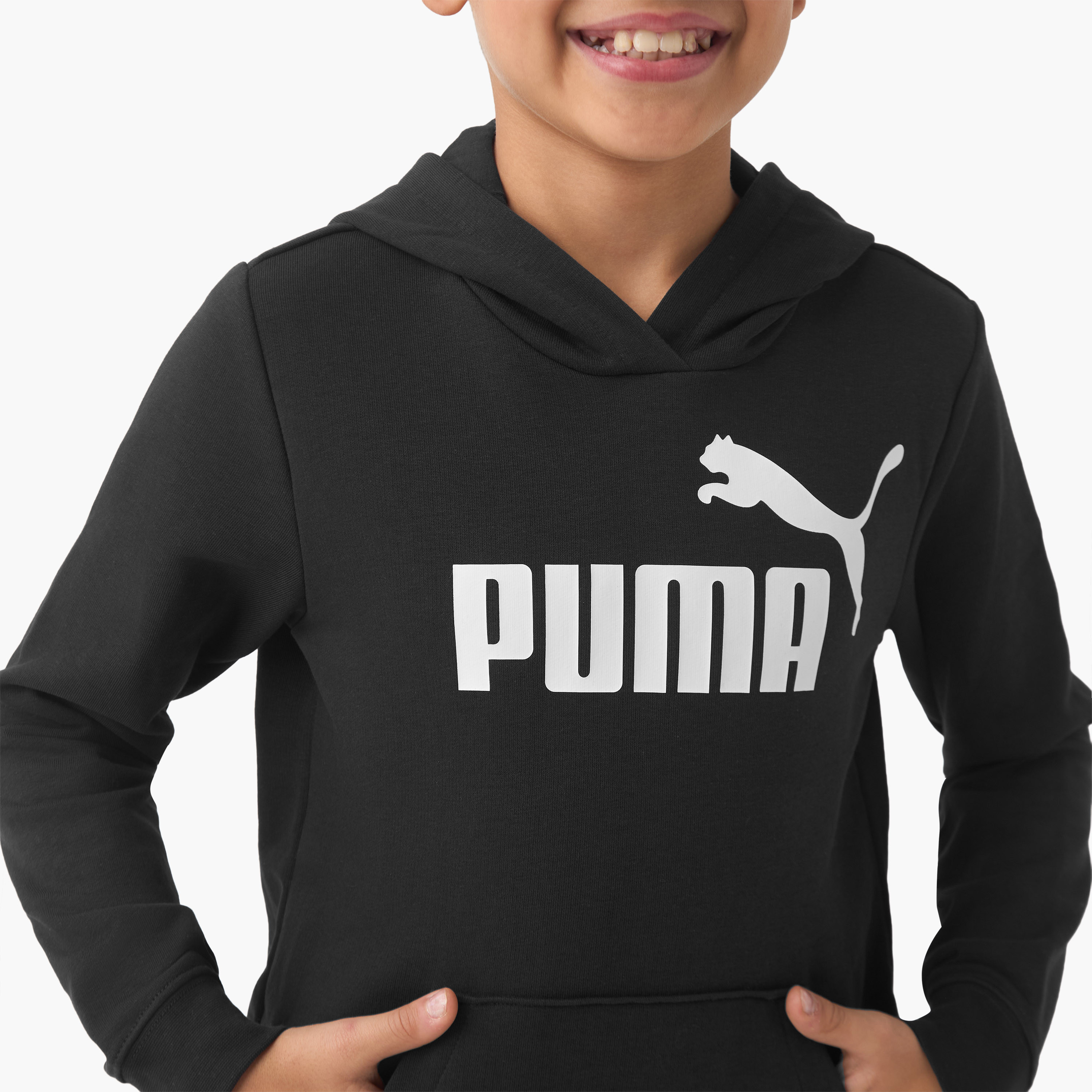 سويت شيرت قطن بأكمام طويلة وقبعة وجيوب كانجارو للبنات من بوما-girls-clothing-sweatshirts-image-4