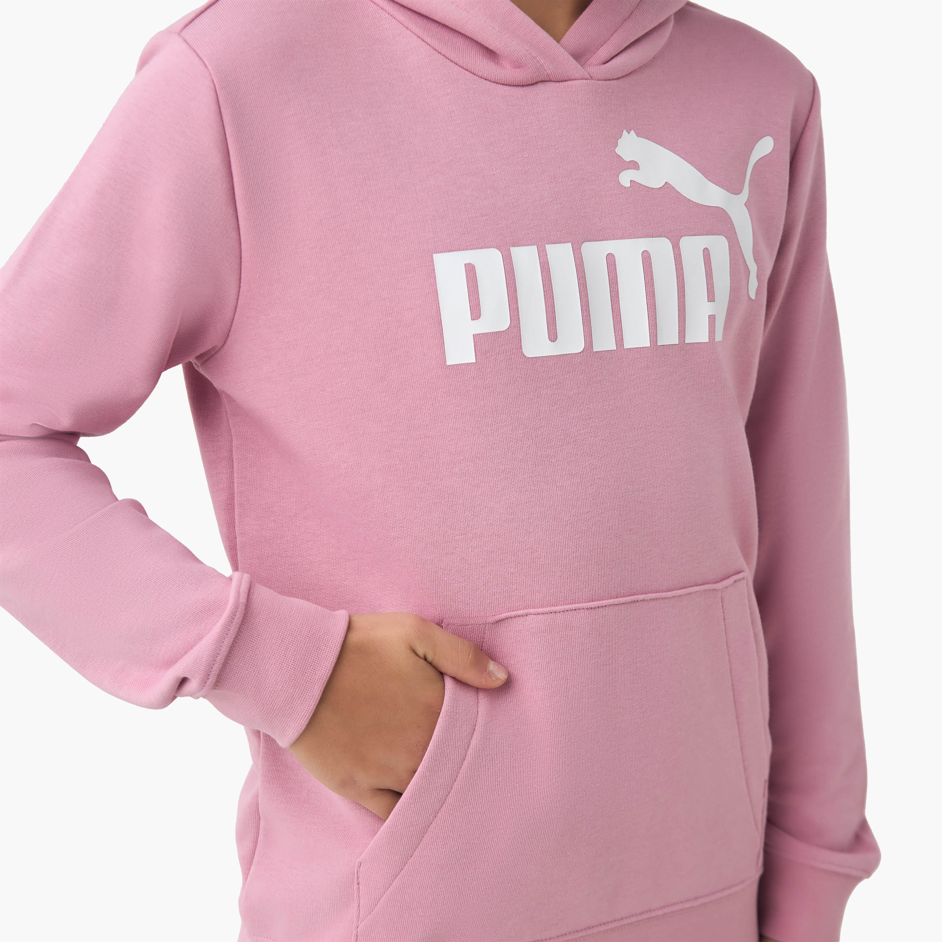 سويت شيرت قطن بأكمام طويلة وقبعة وجيوب كانجارو للبنات من بوما-girls-clothing-winterwear-sweatshirts-image-2