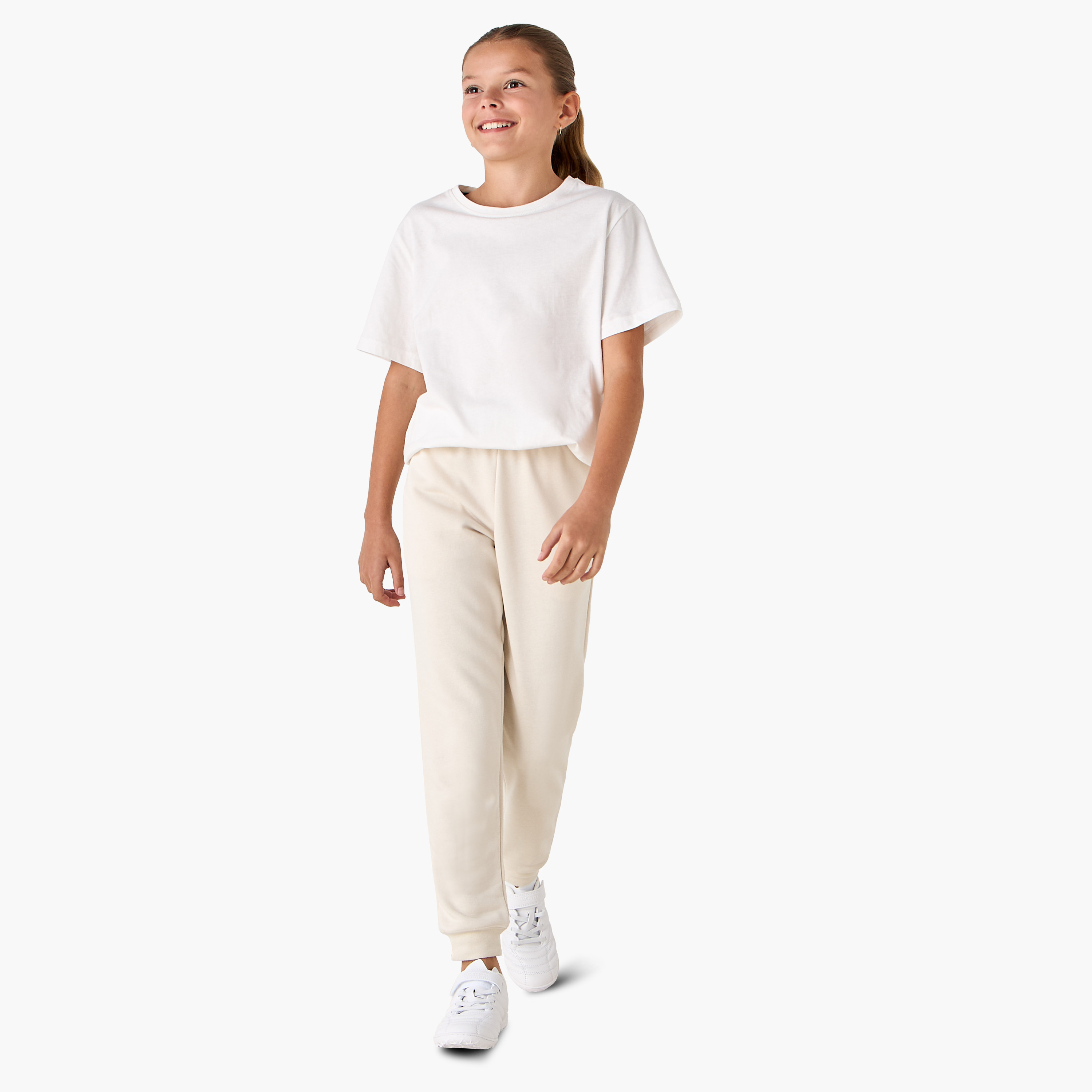 PUMA Logo Embroidered Joggers with Elasticated Waistband and Pockets-girls-clothing-sportswear-bottoms-image-2