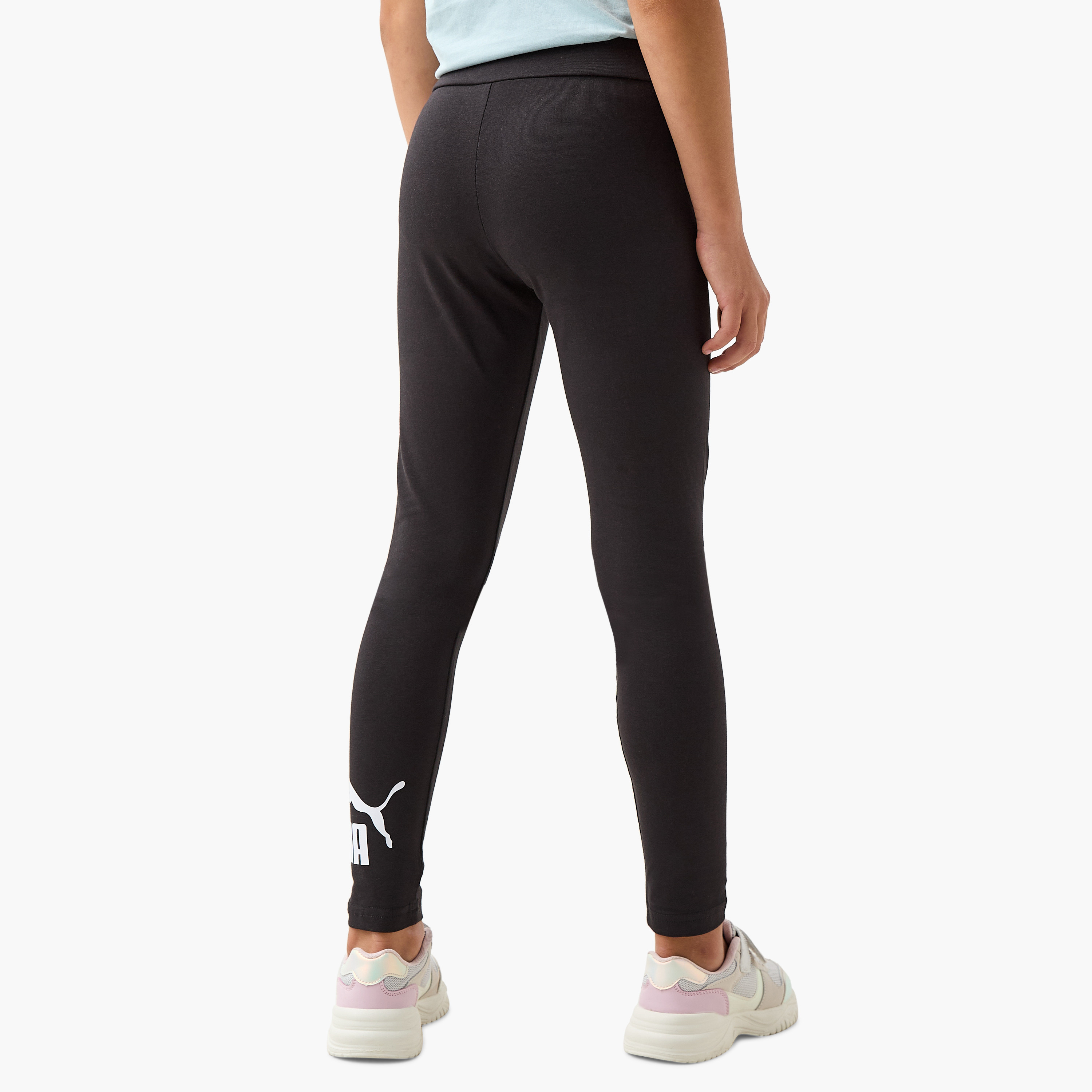 PUMA Logo Print Leggings with Elasticated Waistband-girls-clothing-sportswear-bottoms-leggings-image-3