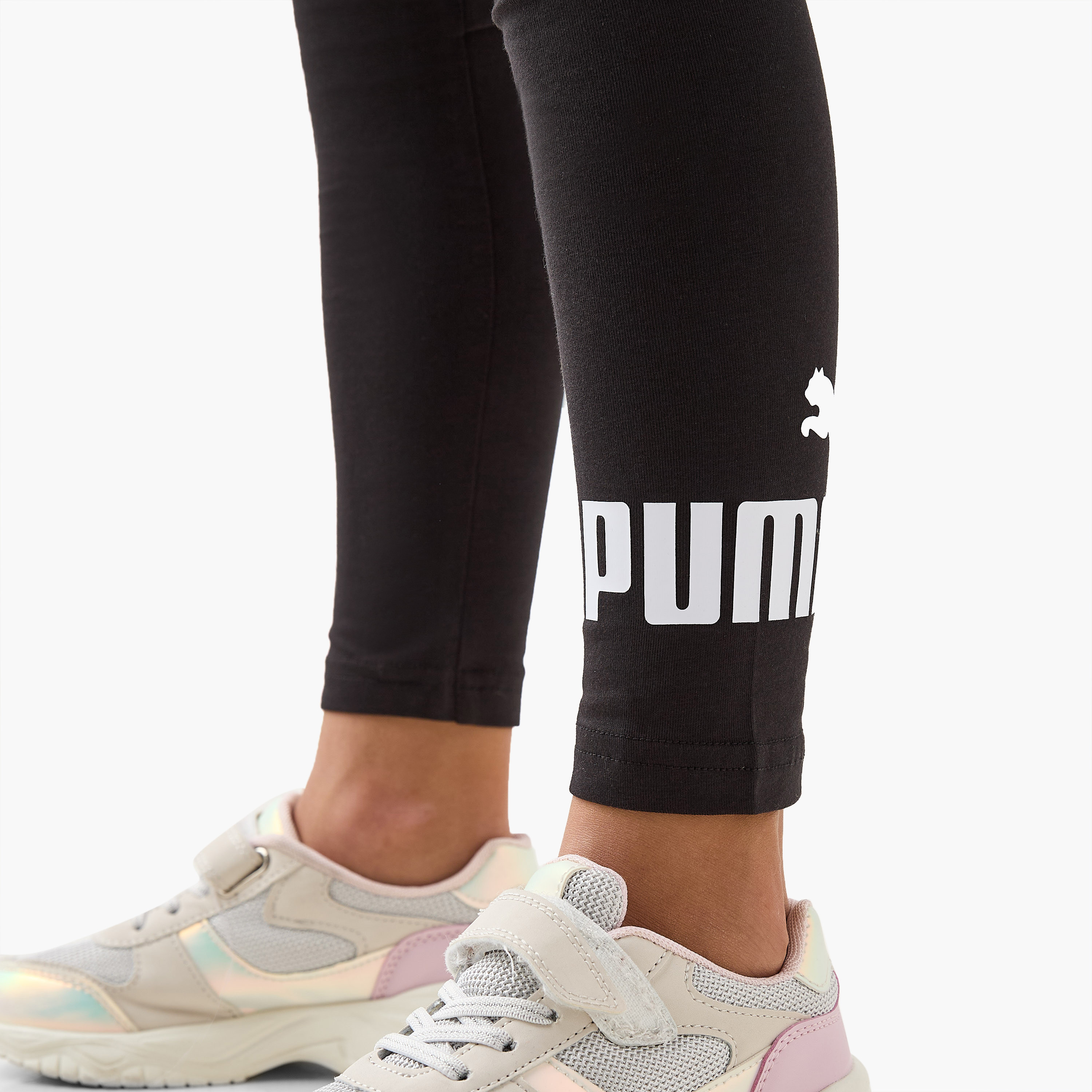 PUMA Logo Print Leggings with Elasticated Waistband-girls-clothing-sportswear-bottoms-leggings-image-4