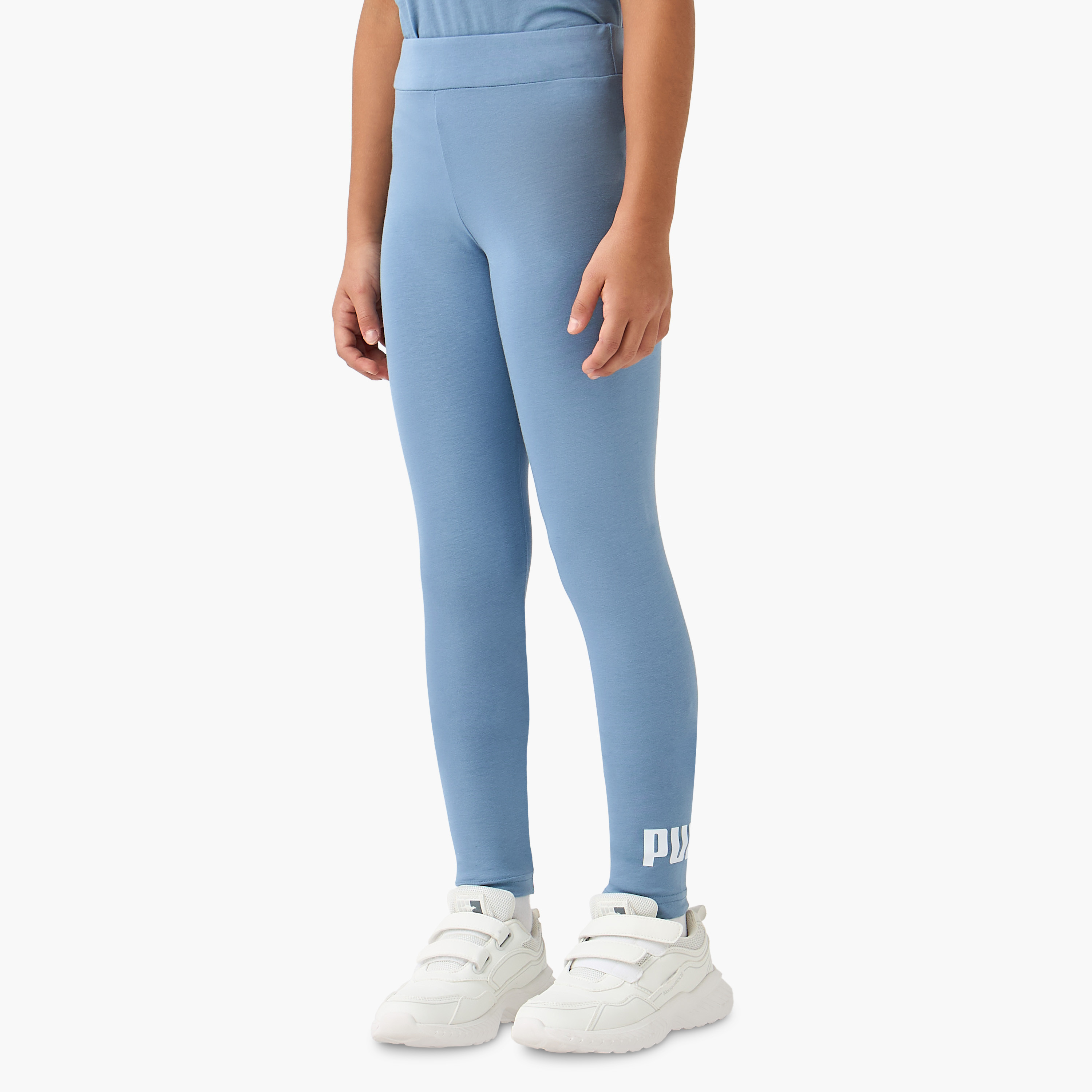 PUMA Logo Print Leggings with Elasticated Waist-girls-clothing-bottoms-leggings-image-1