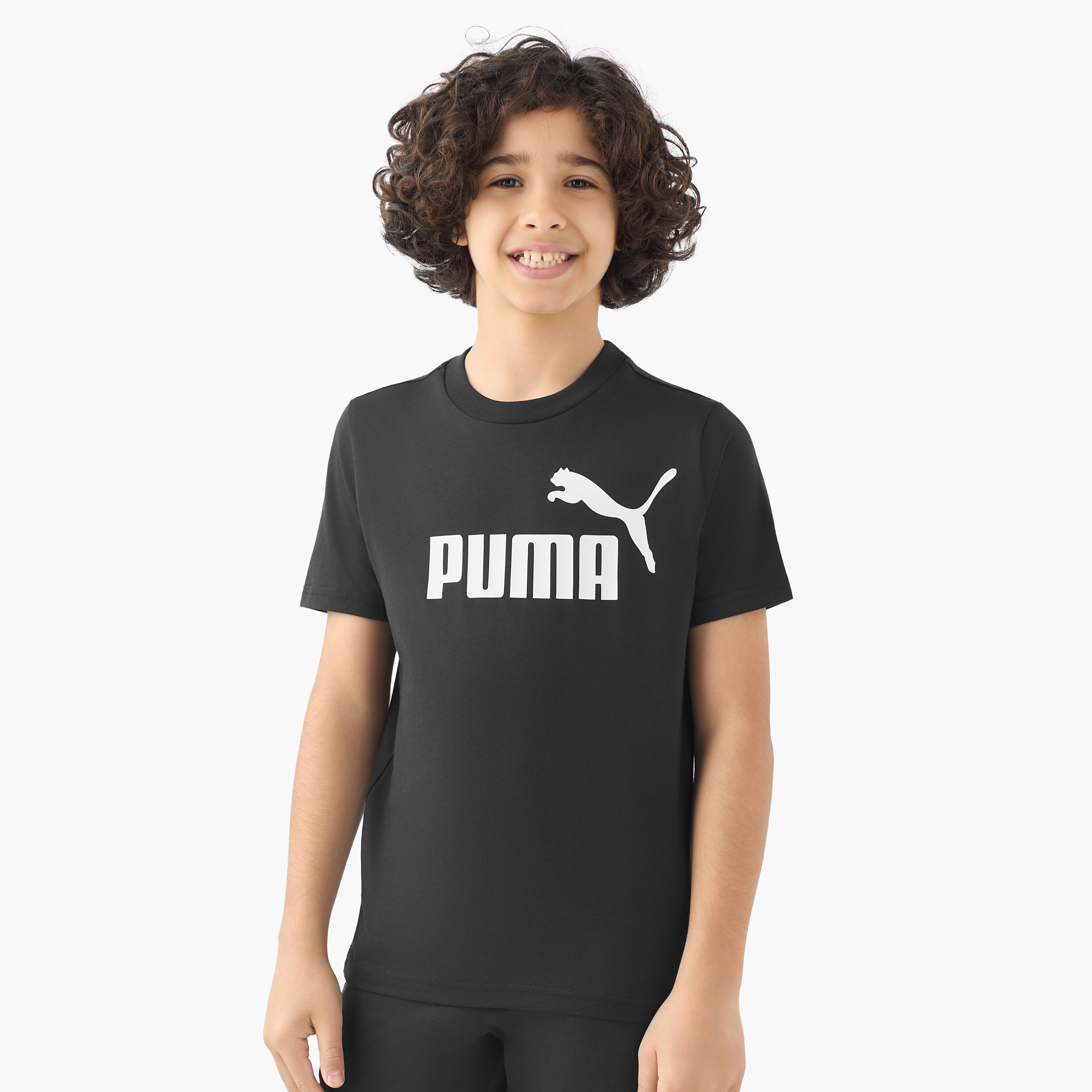 PUMA Crew Neck Short Sleeves T-shirt with Logo Print-boys-clothing-sportswear-tops-image-1