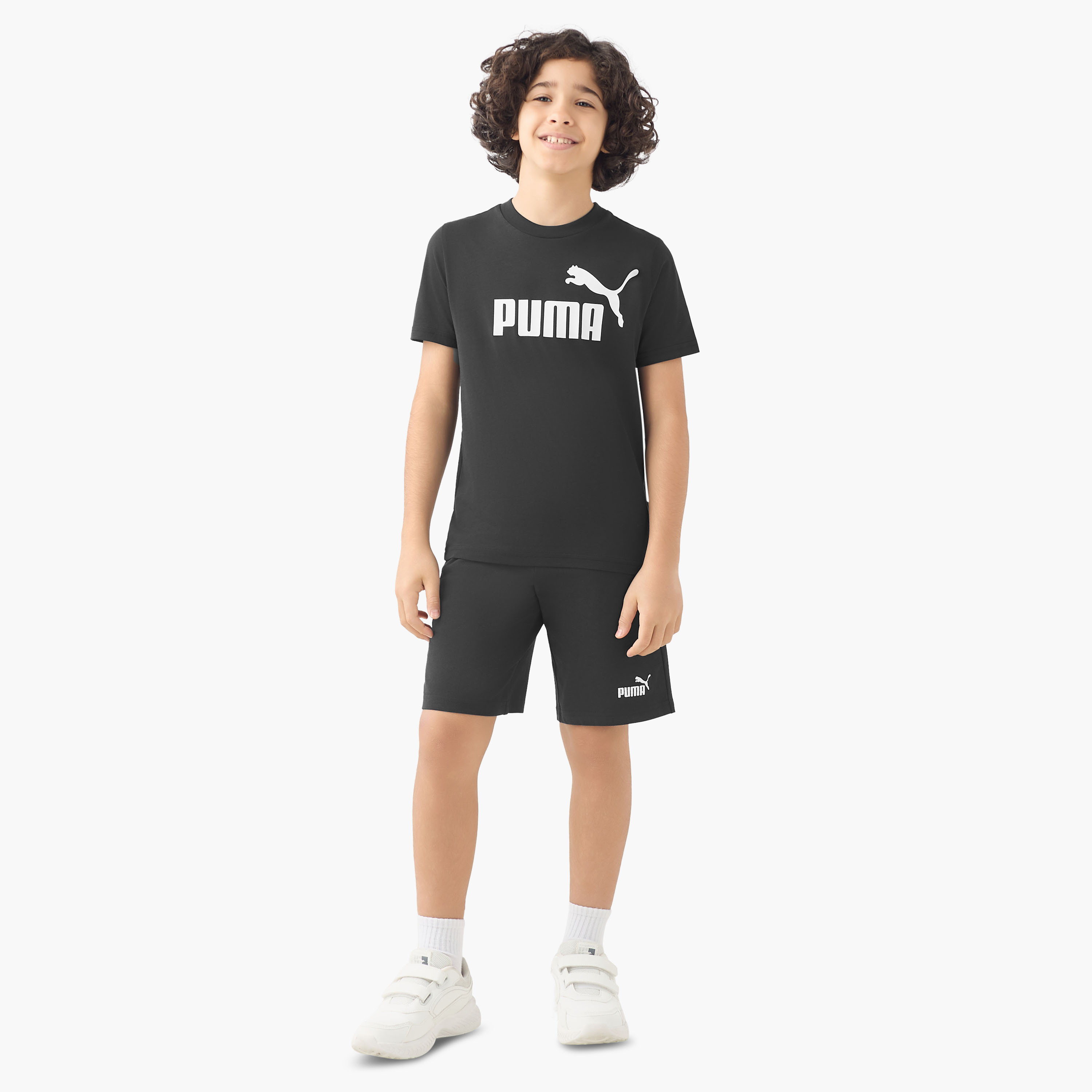 PUMA Crew Neck Short Sleeves T-shirt with Logo Print-boys-clothing-sportswear-tops-image-2