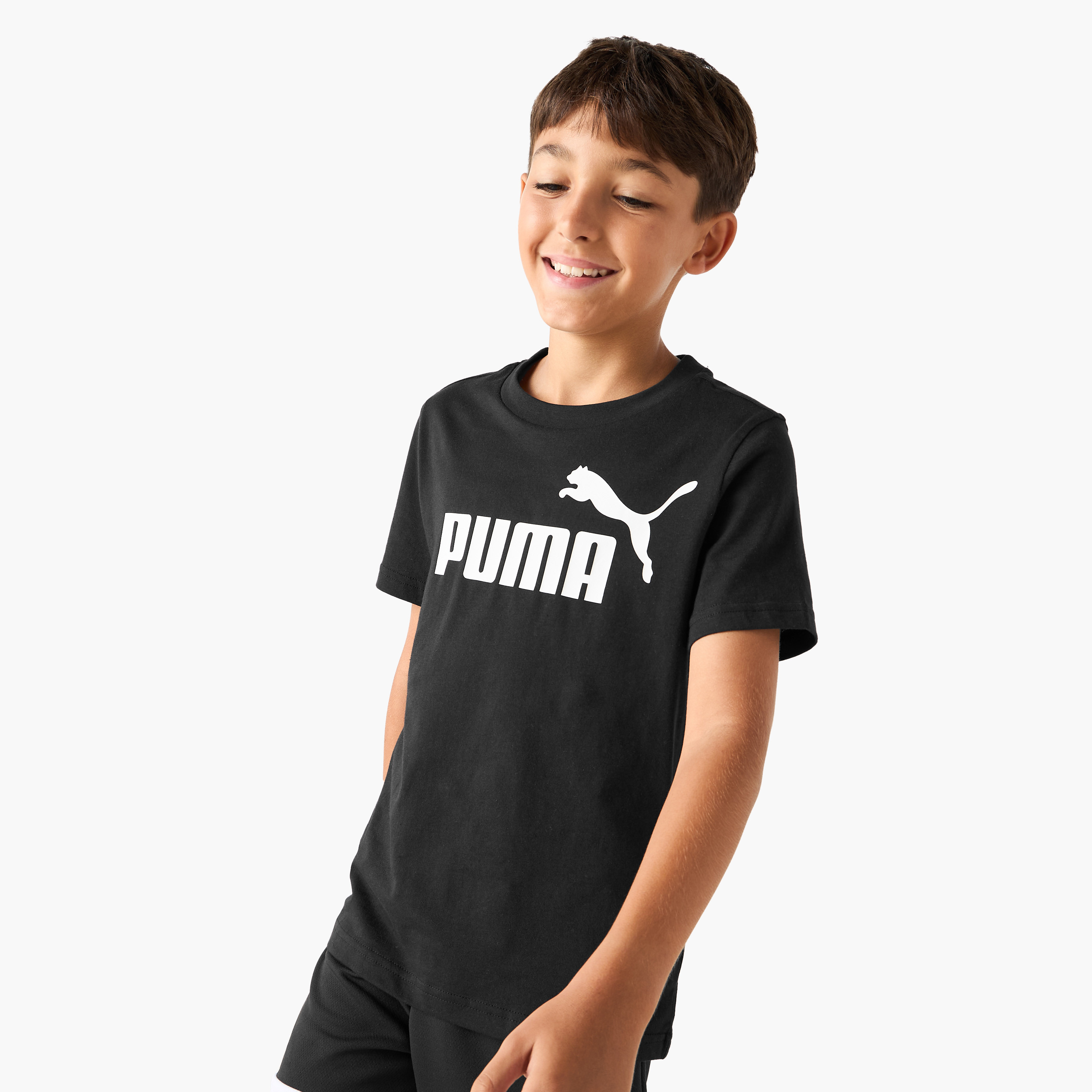PUMA Logo Print T-shirt with Short Sleeves-boys-clothing-sportswear-tops-image-1