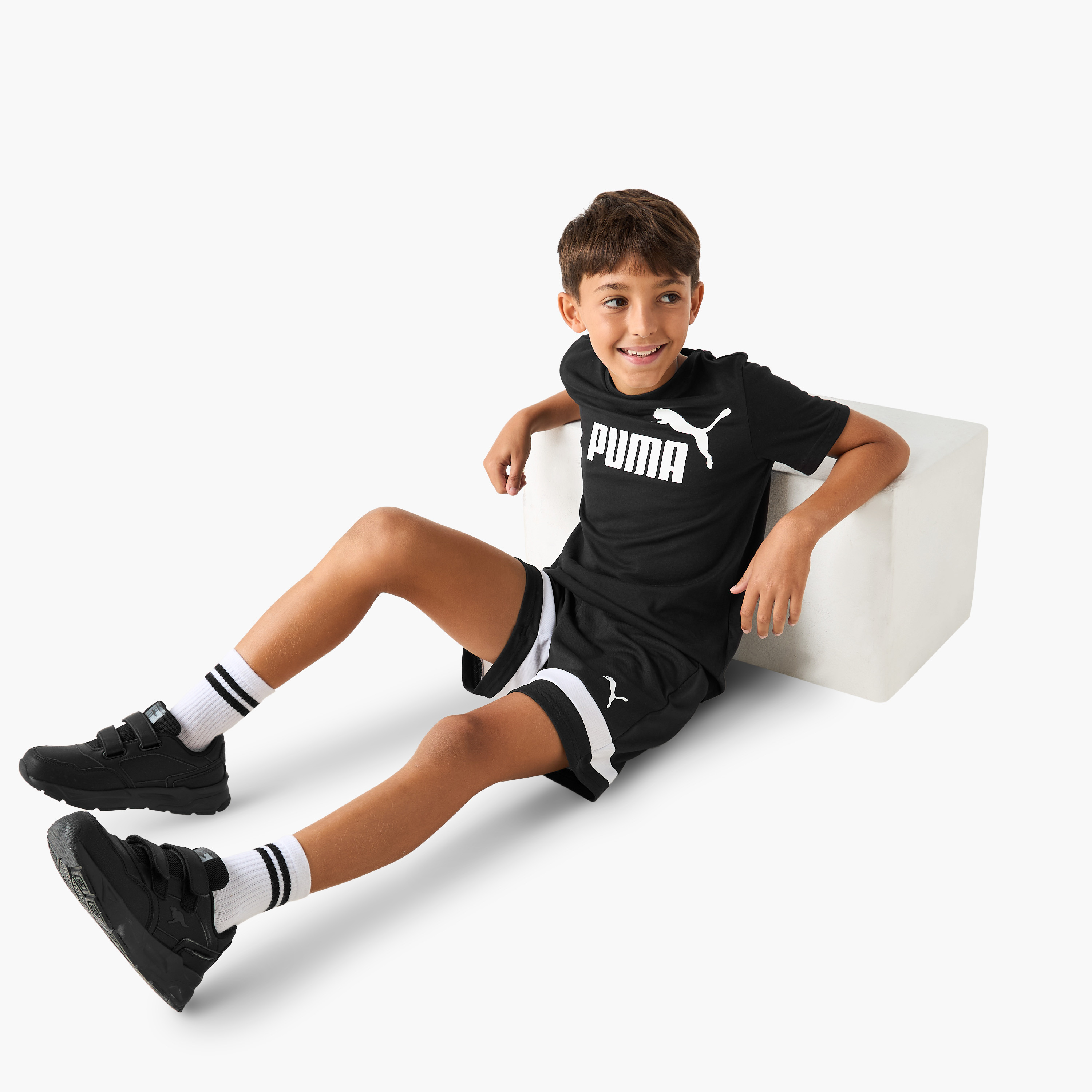PUMA Logo Print T-shirt with Short Sleeves-boys-clothing-sportswear-tops-image-2