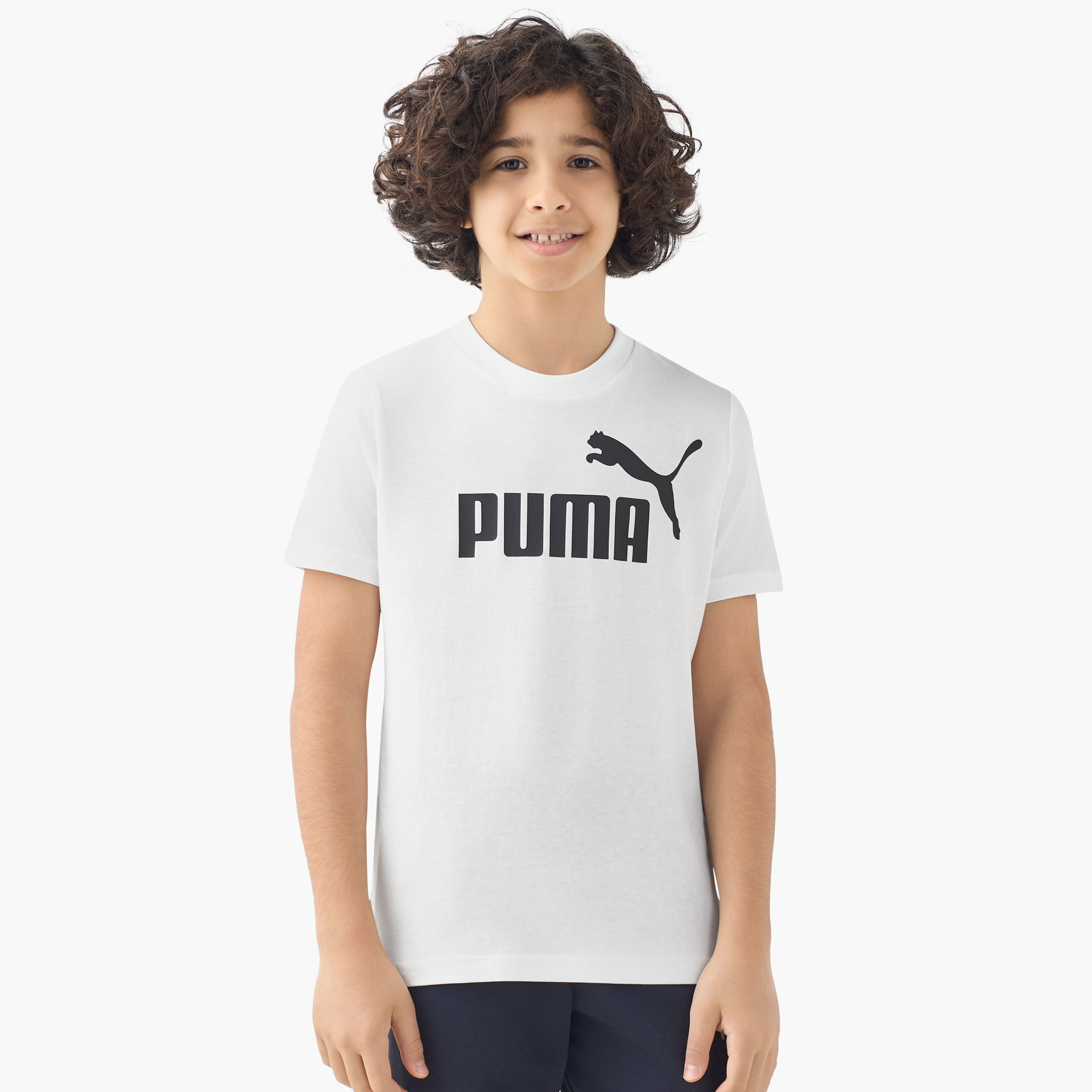 PUMA Crew Neck Short Sleeves T-shirt with Logo Print-boys-clothing-sportswear-tops-image-1