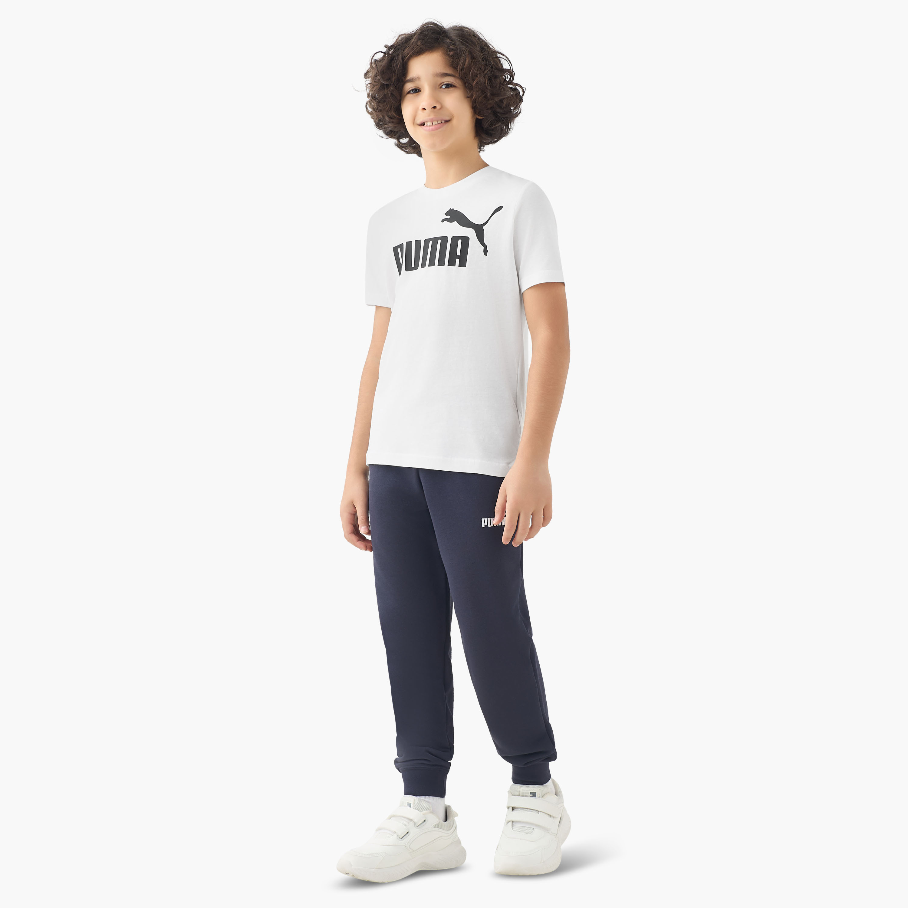 PUMA Crew Neck Short Sleeves T-shirt with Logo Print-boys-clothing-sportswear-tops-image-2