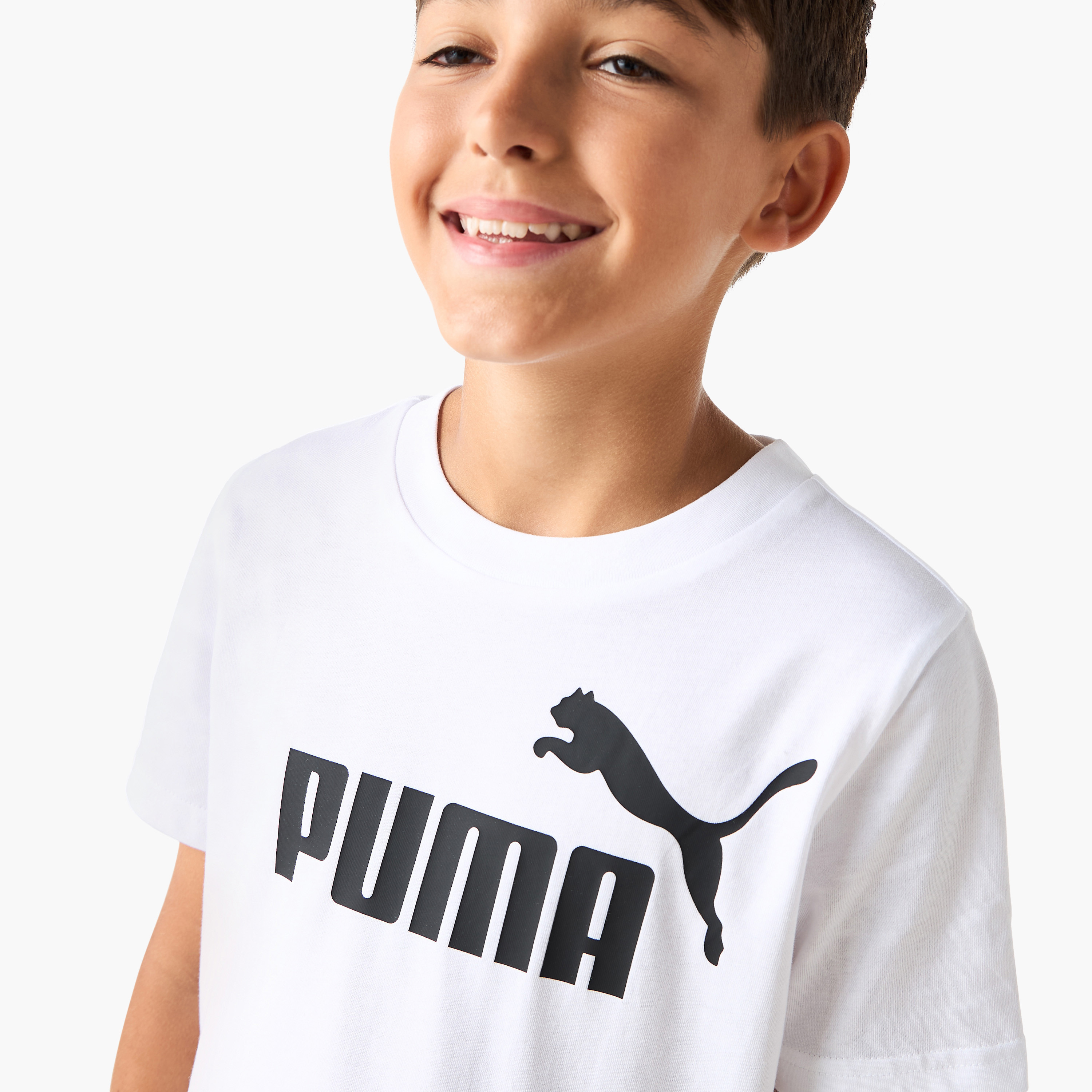 PUMA Logo Print T-shirt with Short Sleeves-sports-boys-clothing-tops-image-4