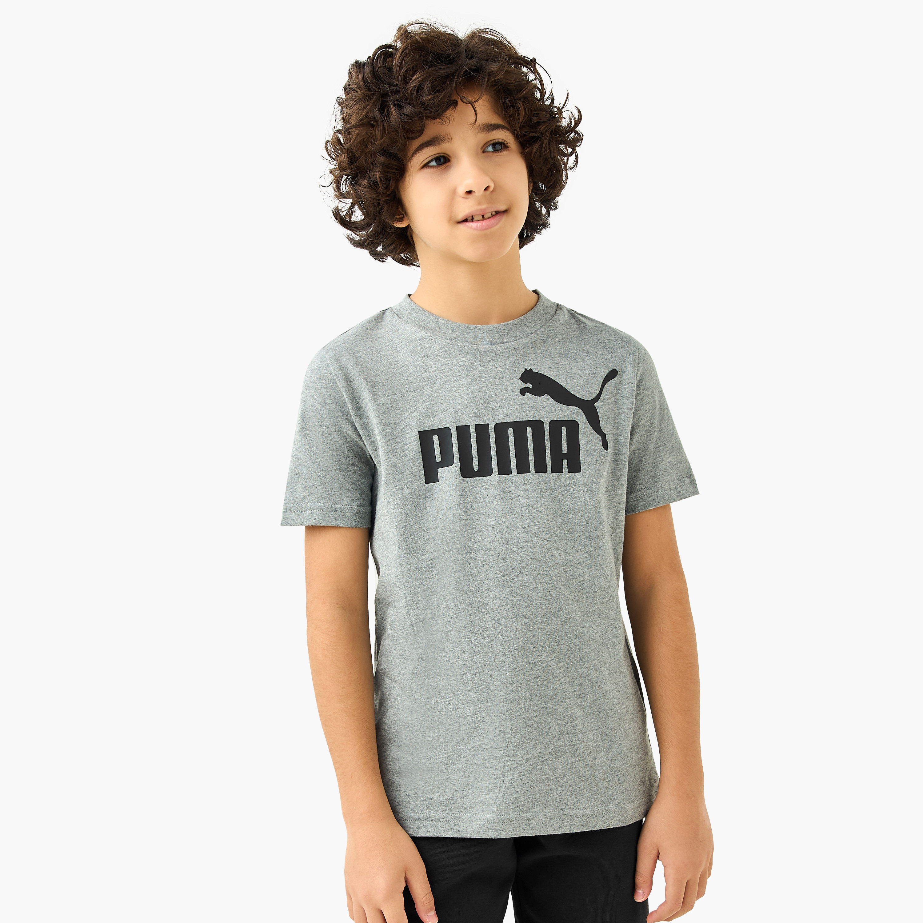 PUMA Logo Print T-shirt with Short Sleeves-boys-clothing-sportswear-tops-image-1