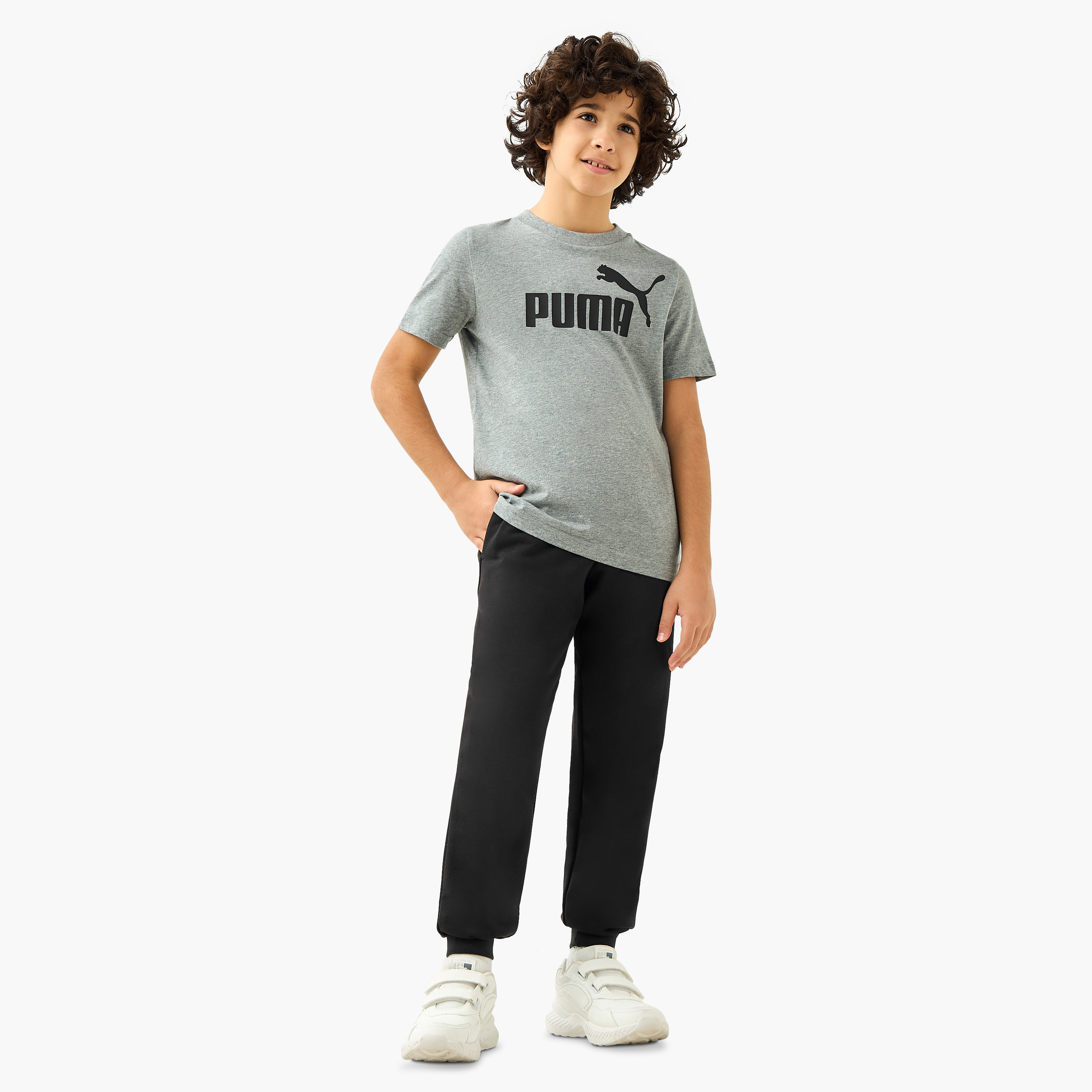 PUMA Logo Print T-shirt with Short Sleeves-boys-clothing-sportswear-tops-image-2